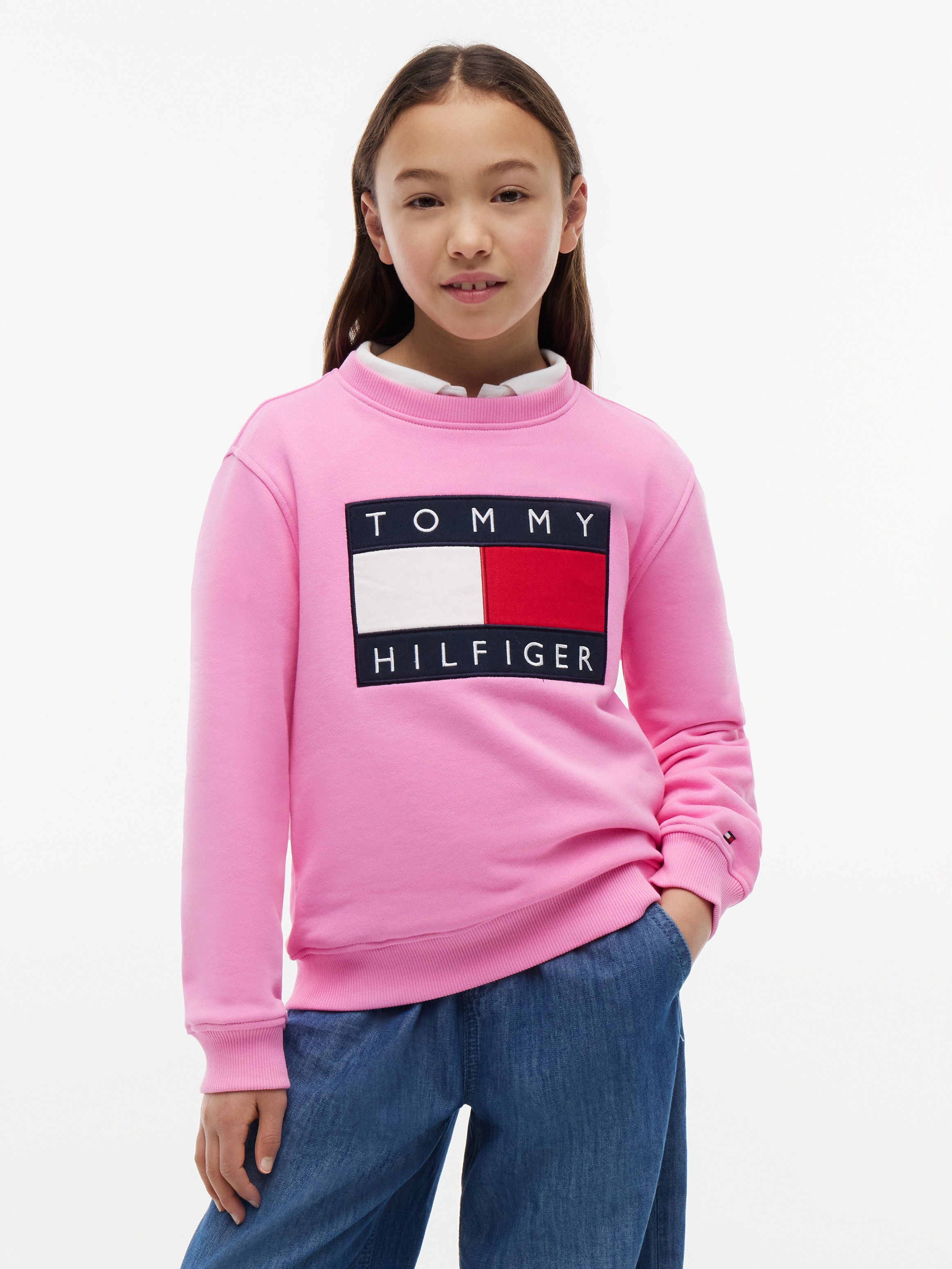 Image of Tommy Hilfiger Sweatshirt, Regular Fit, Kinder bis 16 Jahre, Logo-Applikation
