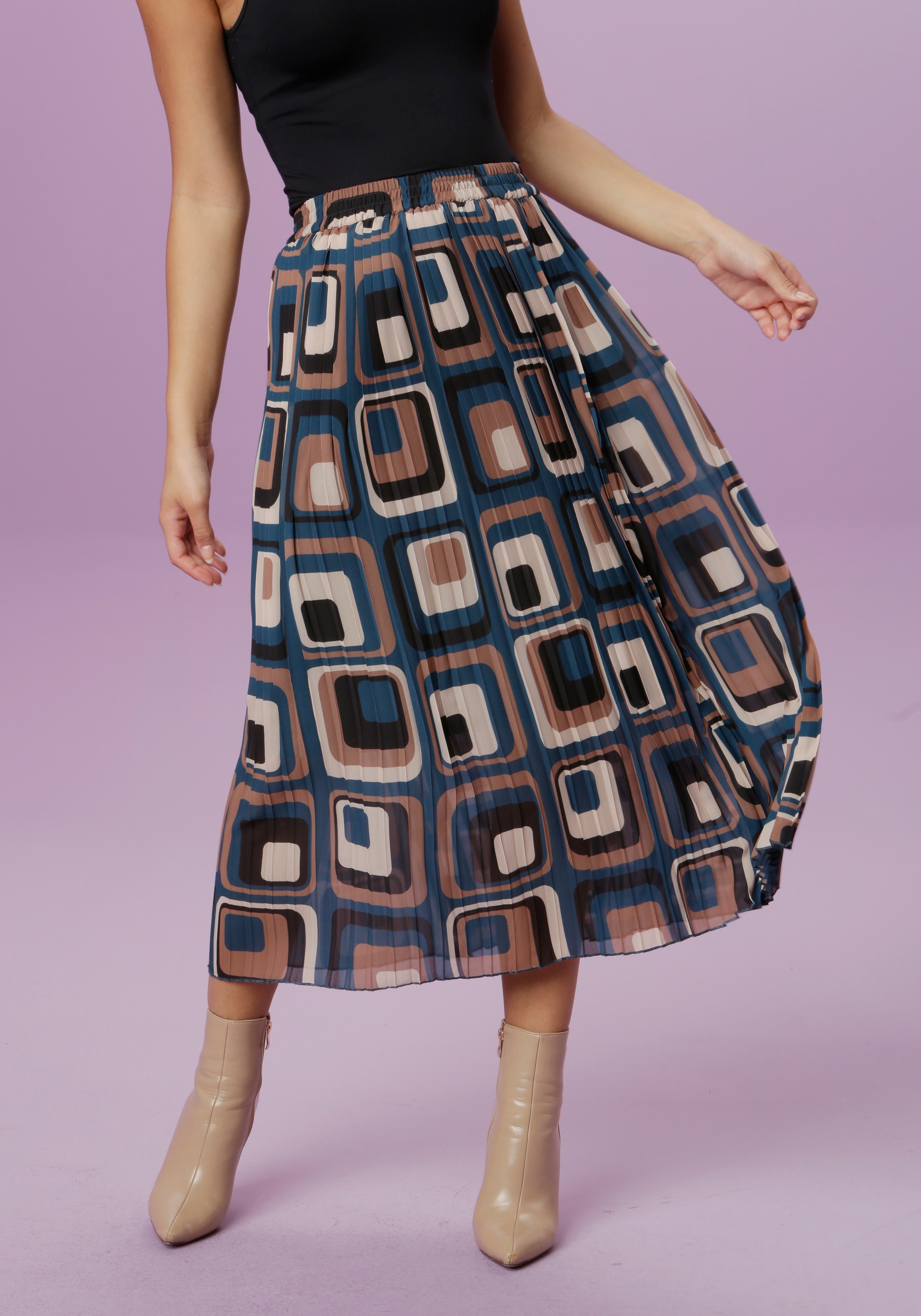 Image of Aniston SELECTED Plisseerock, mit Retro-Druck bei Ackermann Versand Schweiz