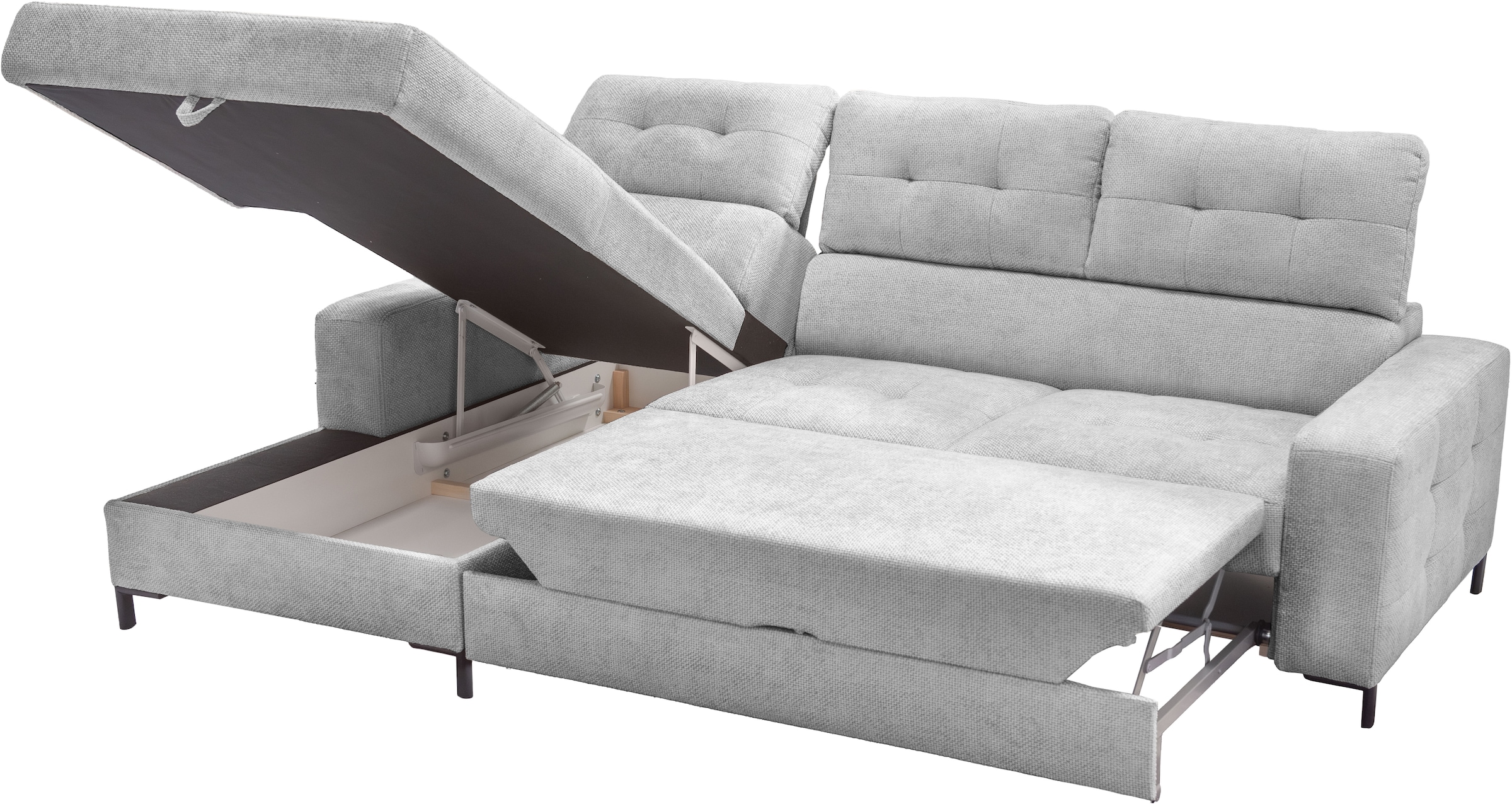 exxpo - sofa fashion Ecksofa »Bonito, mit Rücken- und Sitztiefenverstellung, inkl. Bett & Bettkasten« Sitztiefenverstellung,Höhenverstellung