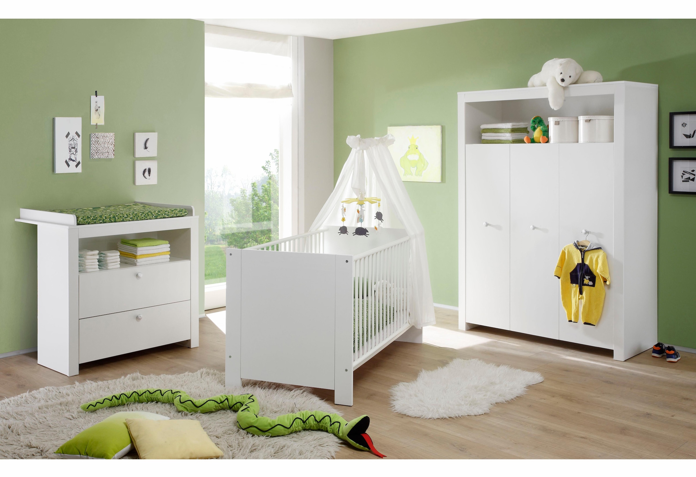 trendteam Babyzimmer-Komplettset »Olivia, Deal für begrenzte Zeit!«, (Set, 3 tlg., Bett, Wickelkommode, Schrank), Bett + Wickelkommode + 3 trg. Schrank