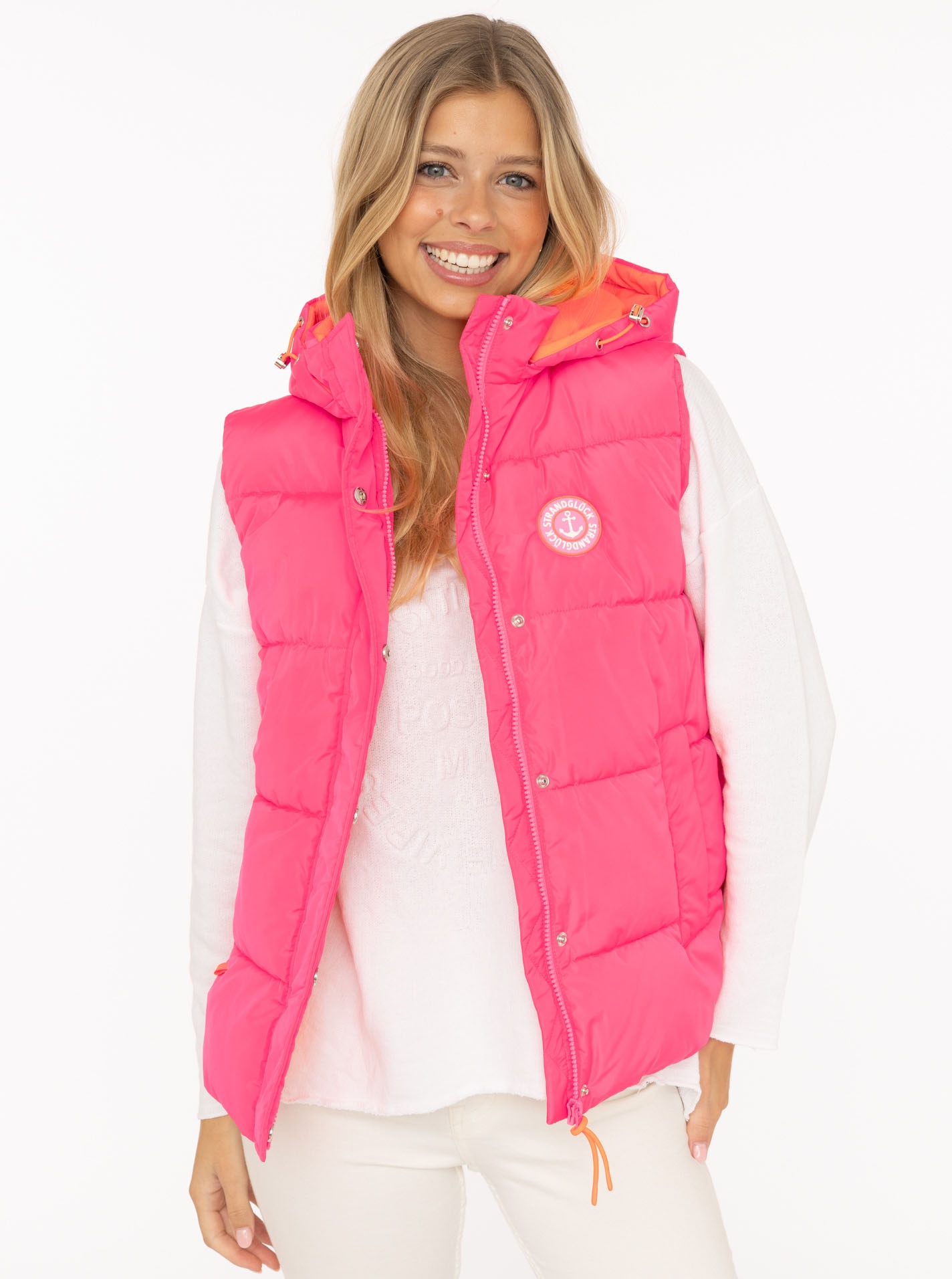 Zwillingsherz Gilet matelassé »"Strandglück"« capuche, poches fendues, motif ancre