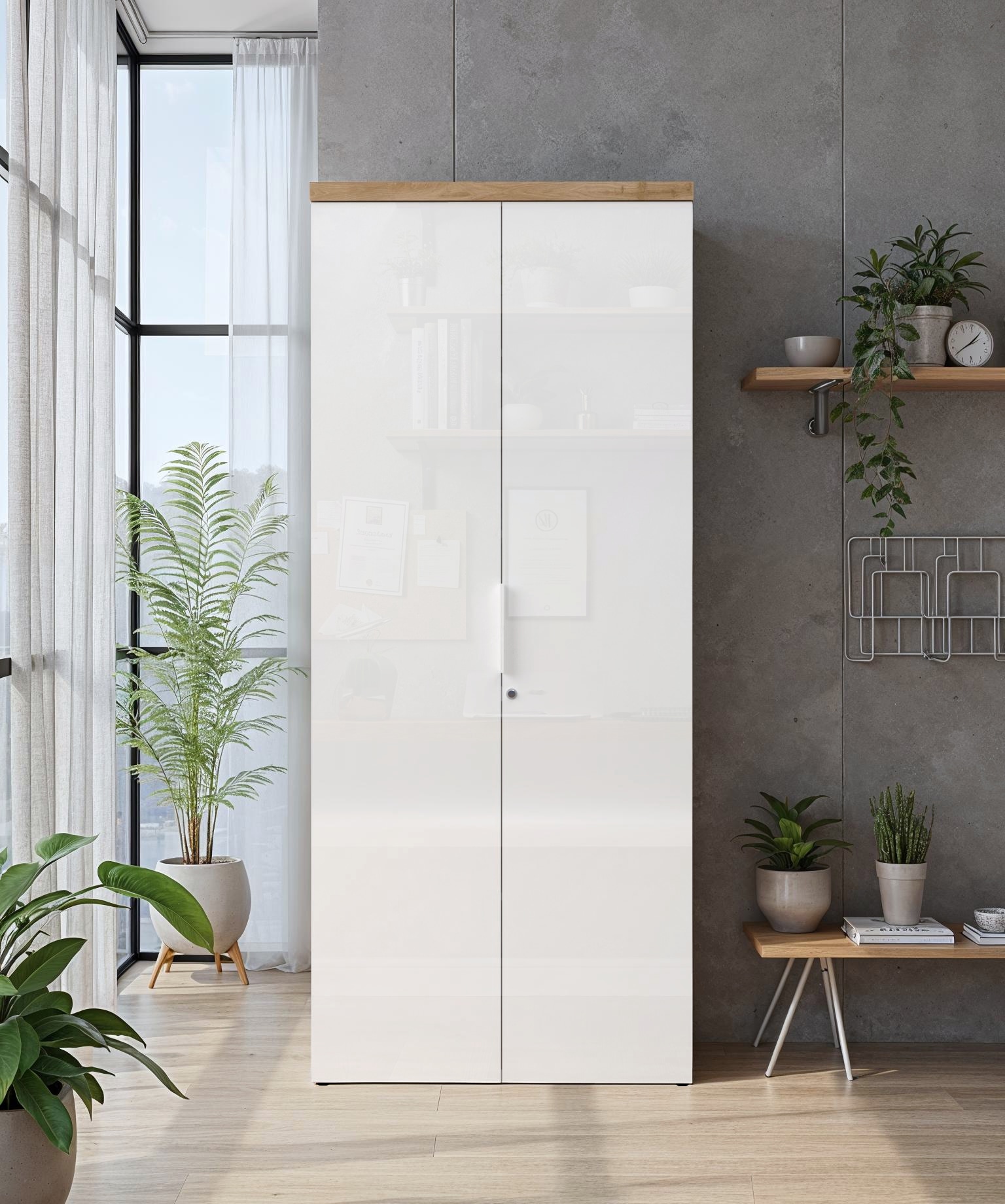 INOSIGN Aktenschrank »Easy B/H 81/193 cm, Büroschrank, Mehrzweckschrank mit 2 Türen« abschliessbar, 4 Böden, Metallgriffe, Top 38 mm stark