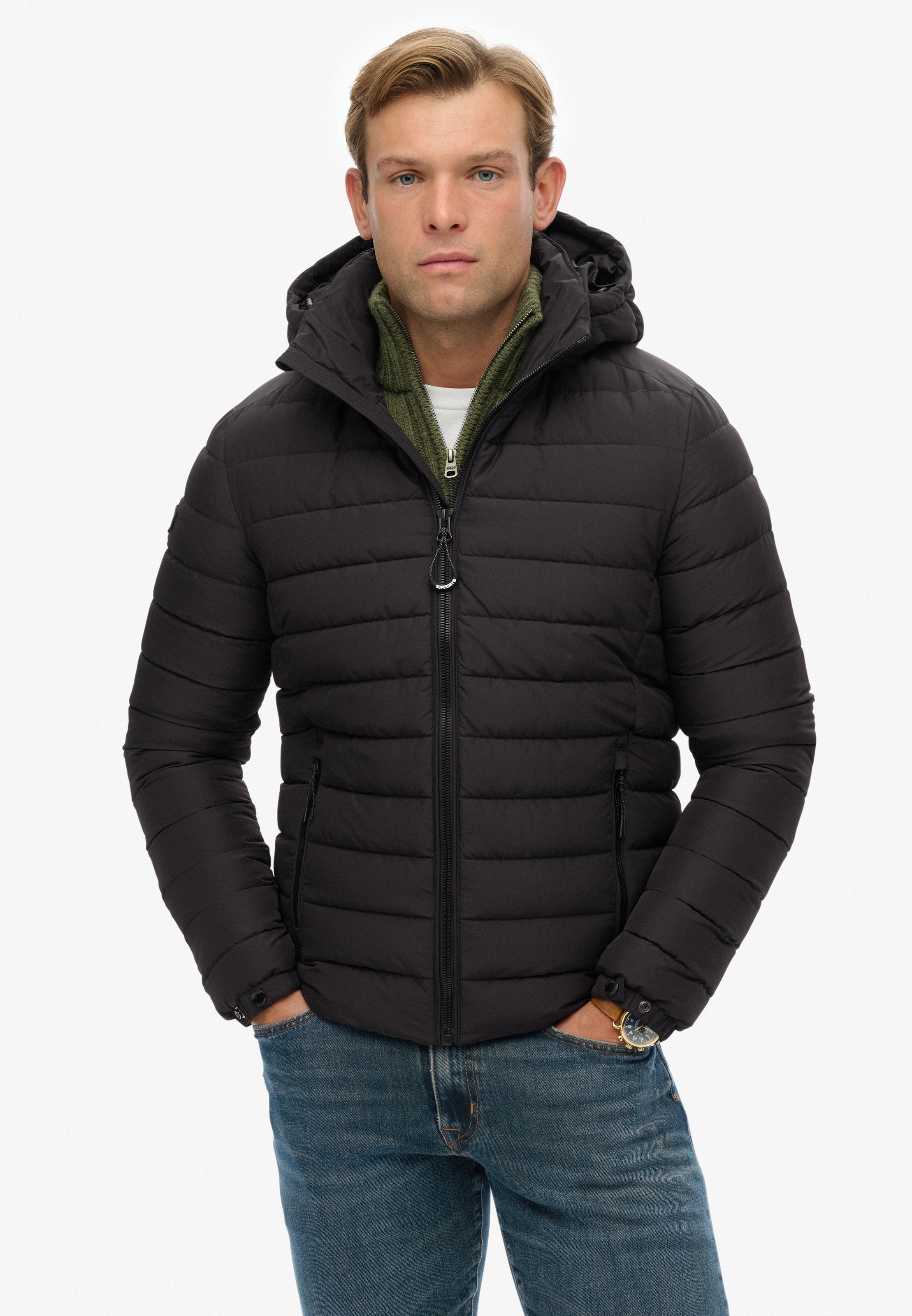 Image of Superdry Steppjacke "HOODED FUJI PADDED JACKET" mit Kapuze Slim Fit, aus Polyester, mit Reissverschluss, pflegeleicht