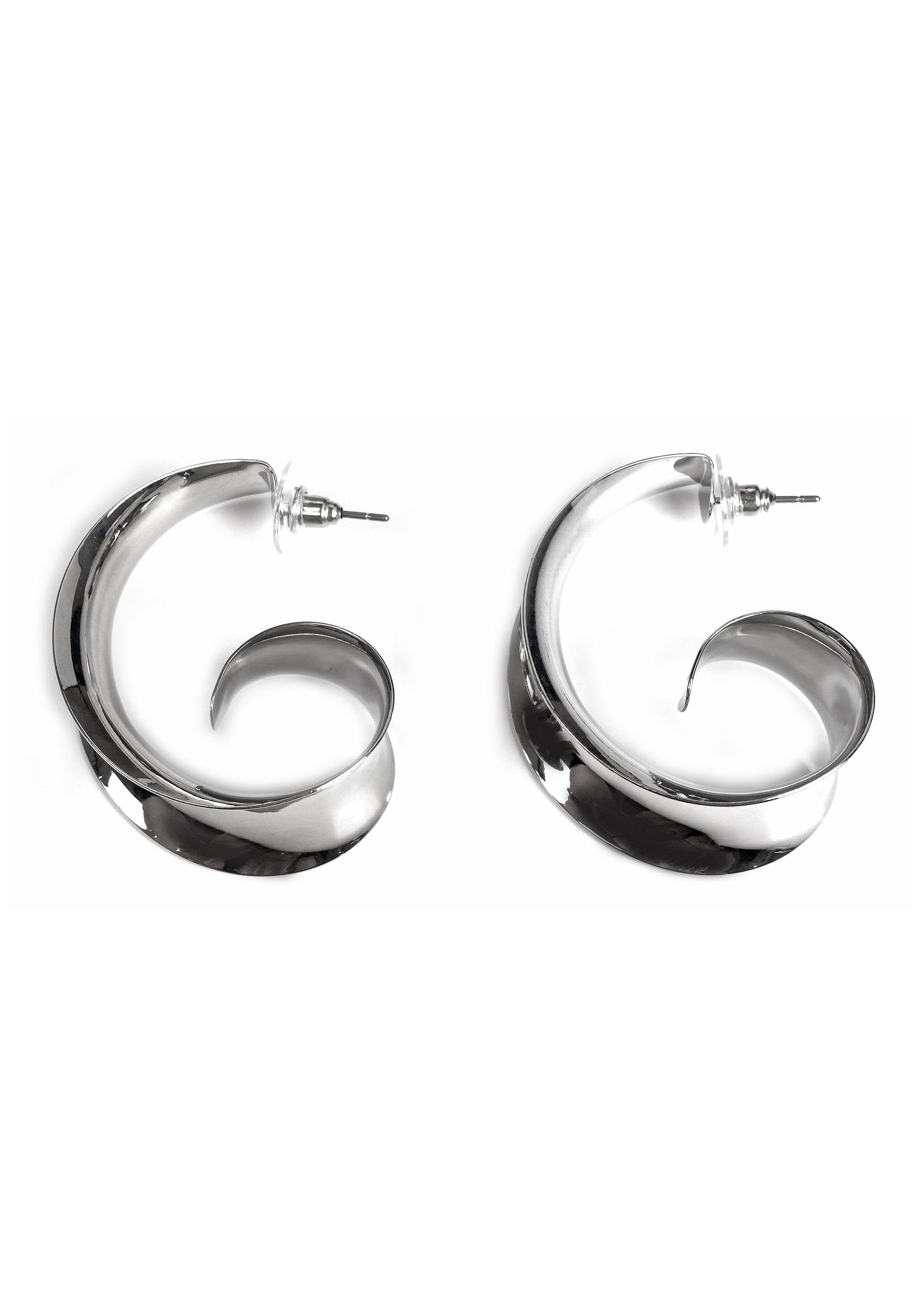 Paar Creolen »in geschwungenem Design, rhodiniert«