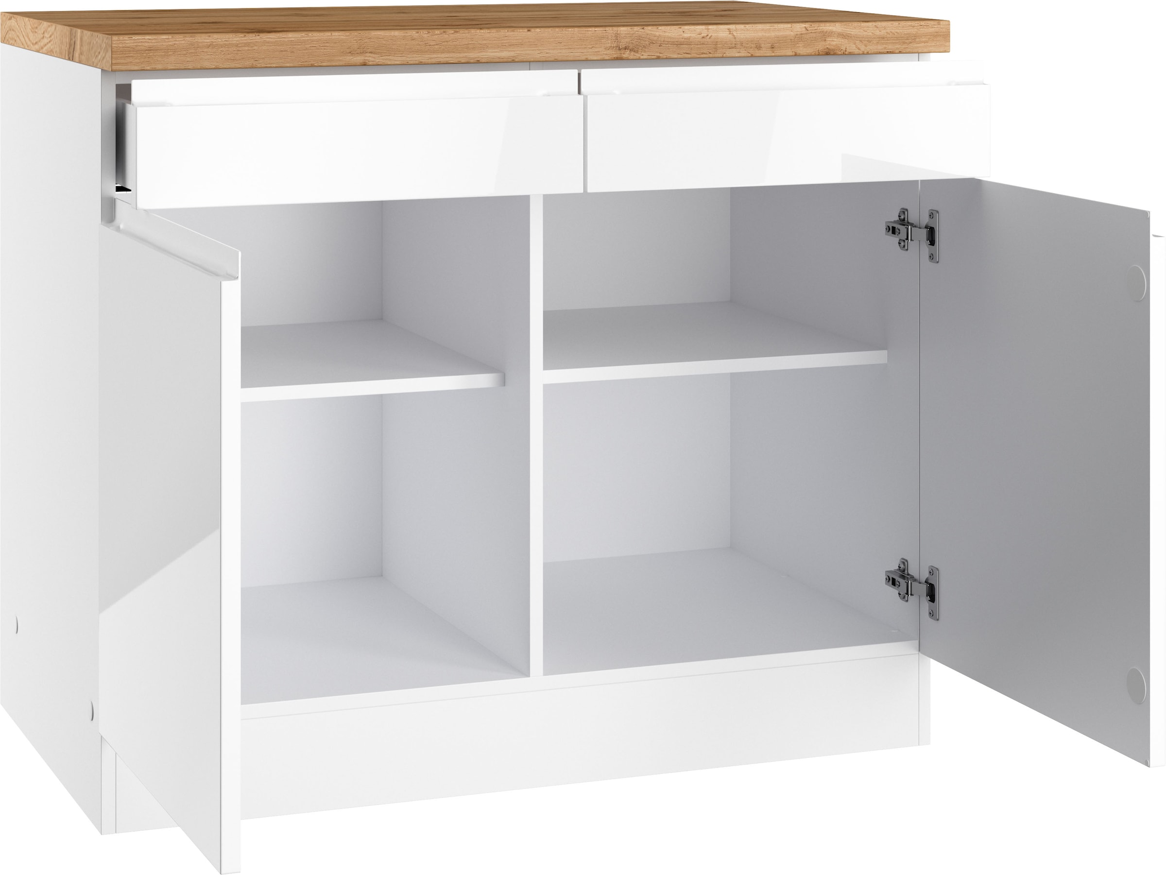 KOCHSTATION Armoire basse »KS-Virginia,neu in verbesserter Ausführung« Rangement, Softclose, avec plan de travail CPL,  largeur 100 cm, 2 portes, fonction soft-close