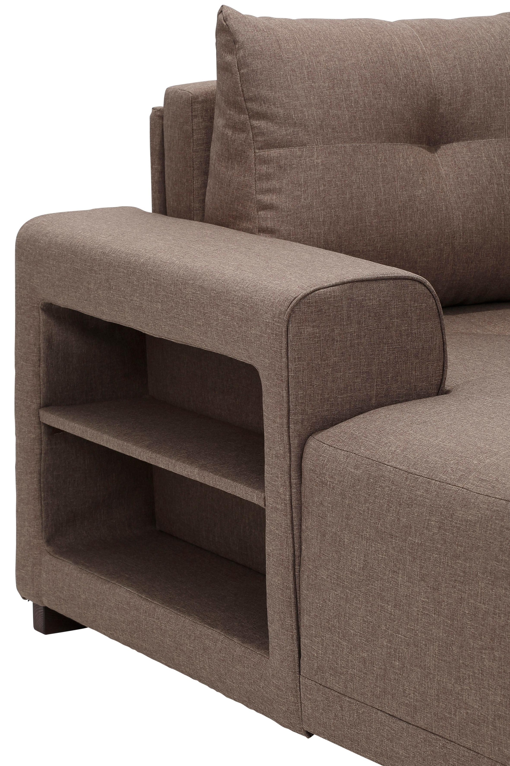 Home affaire Wohnlandschaft »Viborg U-Form«, mit Regal in der Armlehne, wahlweise mit Bettfunktion