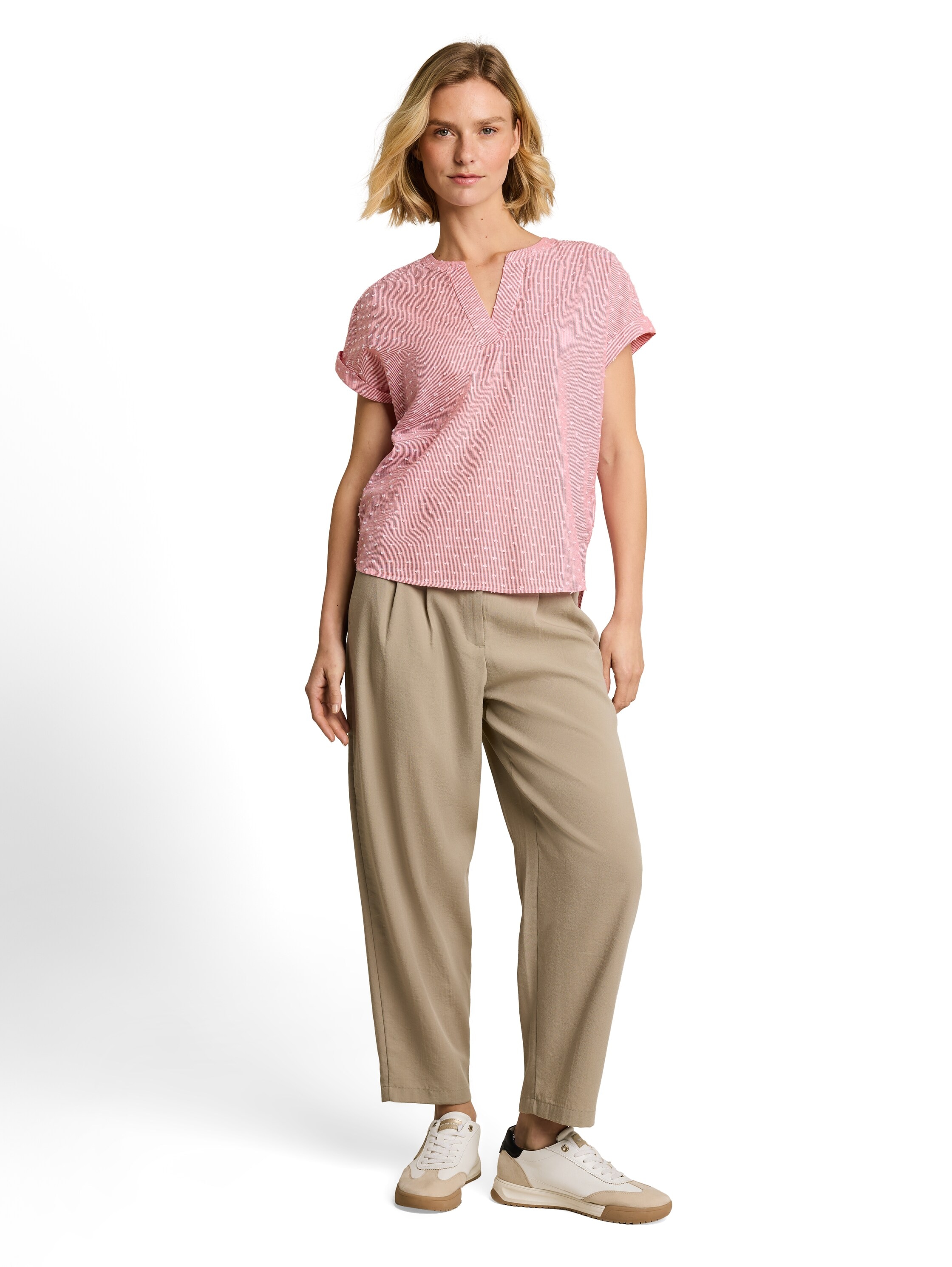 TOM TAILOR Blouse à pression Tunique d'été avec fines rayures et pois