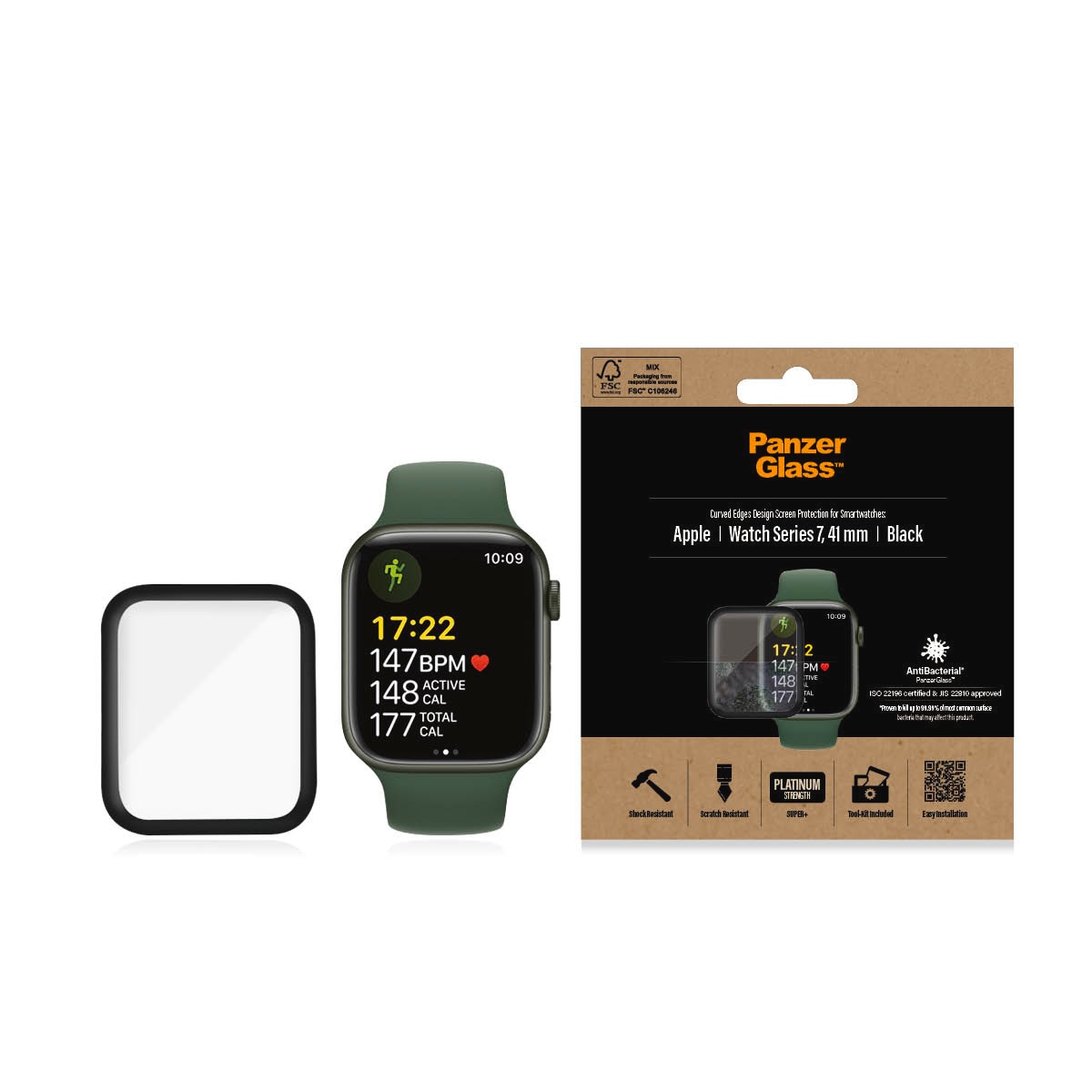 PanzerGlass Displayschutzglas "Screen Protector Glass" für Apple Watch Series 7/8 41mm