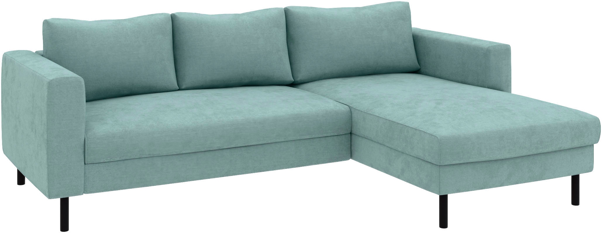 TRENDMANUFAKTUR Canapé d'angle »Amazing II, wahlw. mit Schlaffunktion & Bettkasten, Fuss schwarz« Recamiere beidseitig montierbar, L-Form,in Cord o. Struktur, B: 232 cm