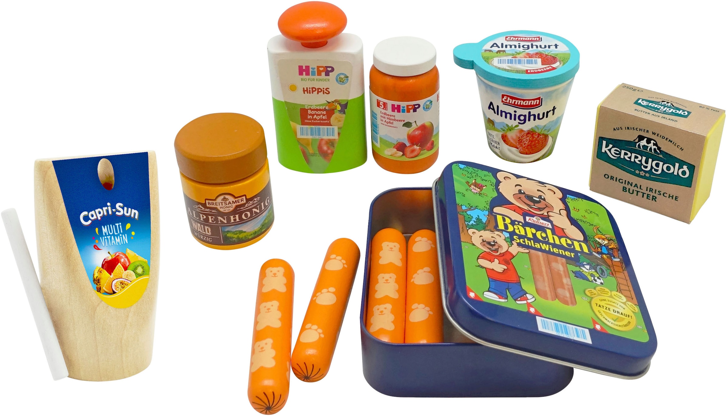 Tanner Assortiment pour le magasin »Grosses Kaufladen Set aus Holz mit 7 Markenminiaturen« aus Holz, FSC® - schützt Wald