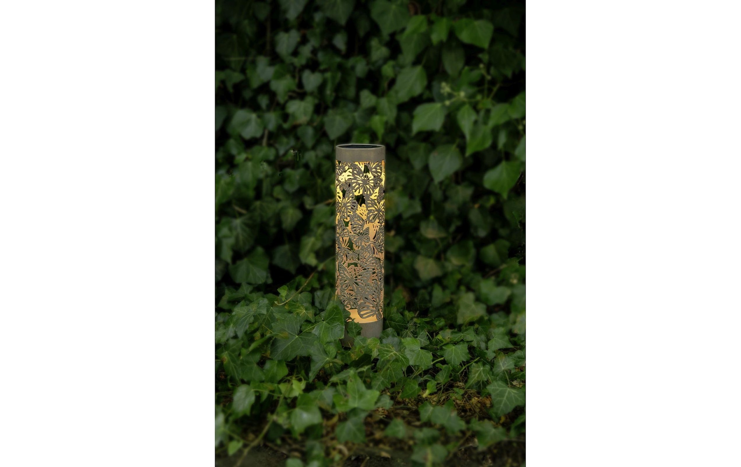 STT Laterne »Antic Pillar Farfalla 38 cm« Solar-Laterne aus Metall mit warmweissem LED-Licht