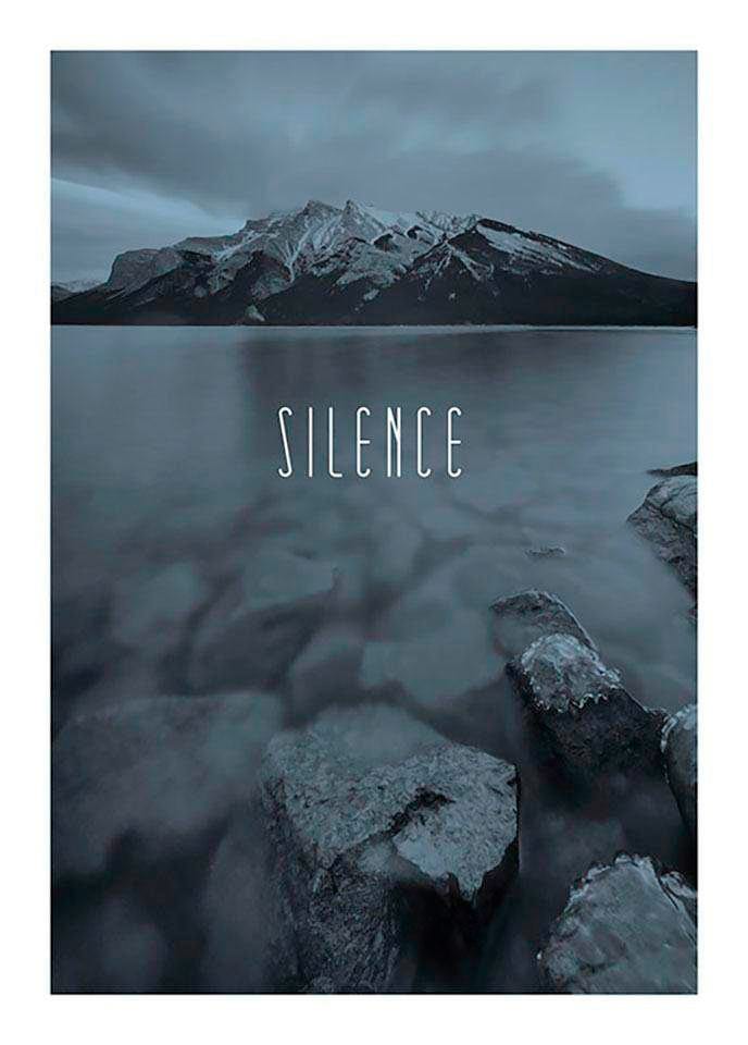 Komar Poster »Word Lake Silence Anzahl 1 Steel«, Teile Kinderzimmer, 1), Schlafzimmer, St., Natur, (Packung, Wohnzimmer