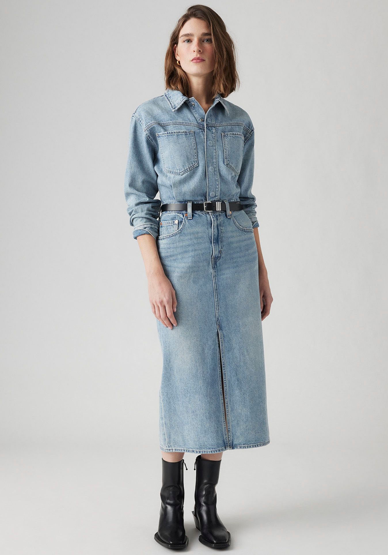 Image of Levis Jeanskleid "WESTERN DENIM MID" Denim-Midi-Hemdkleid