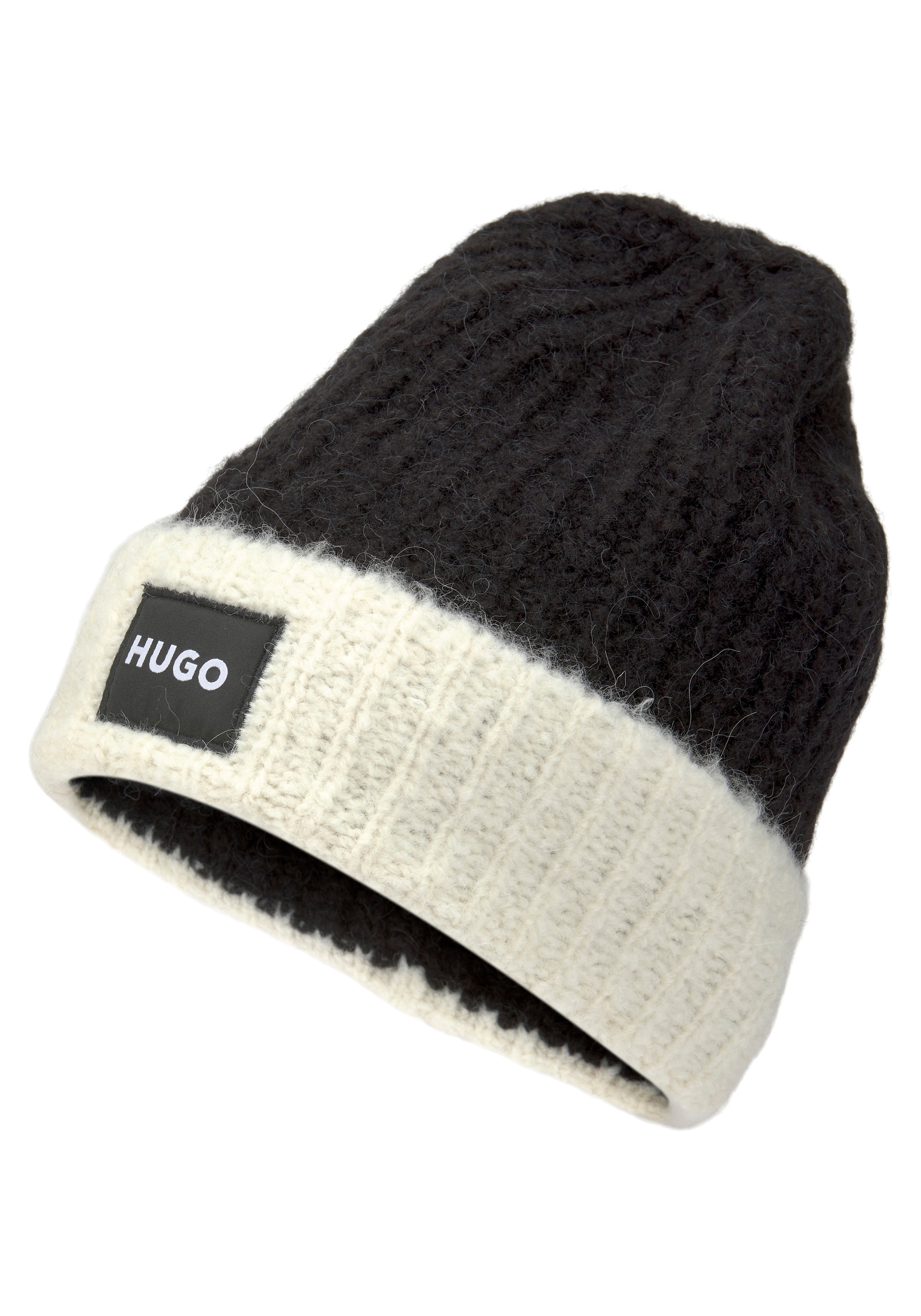 Finde HUGO auf Logo-Badge »Slogues_hat«, mit HUGO Beanie