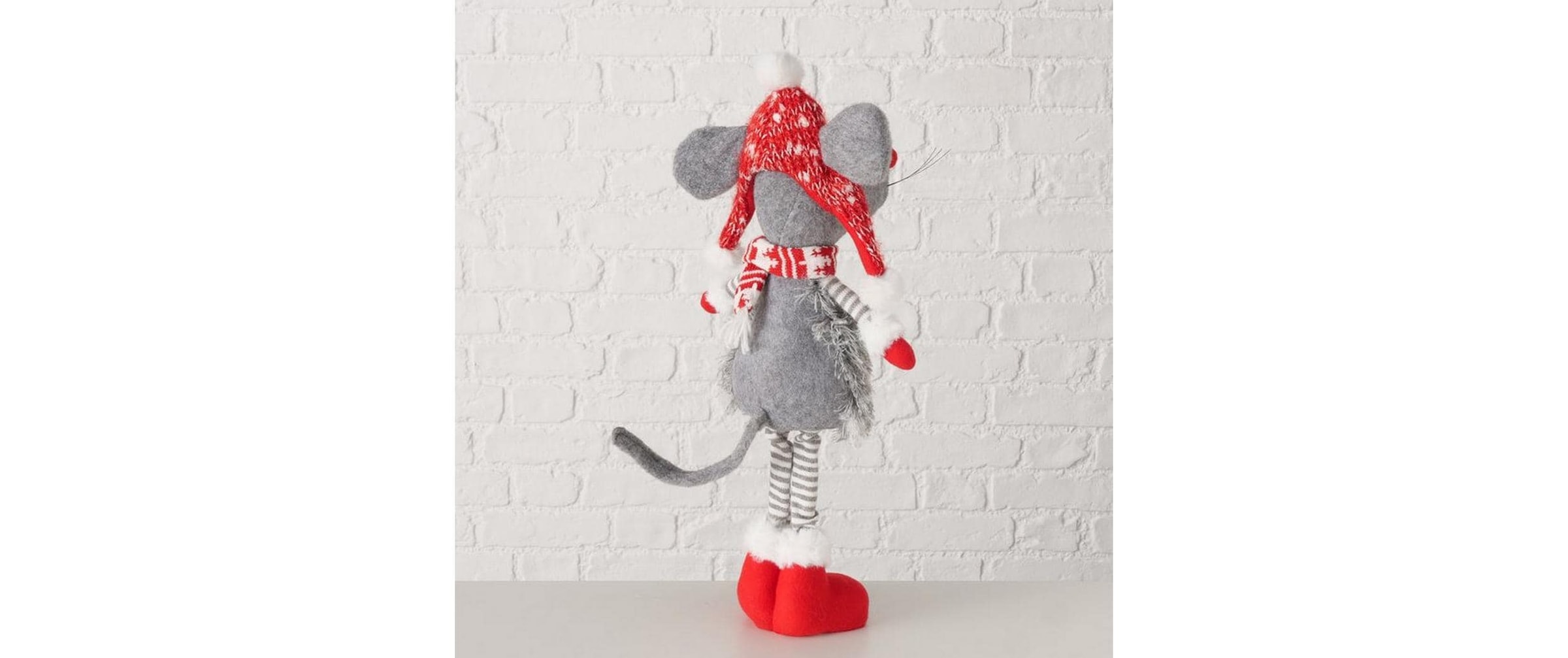 BOLTZE Weihnachtsfigur »Dekofigur Maus Helgy Grau/Rot«
