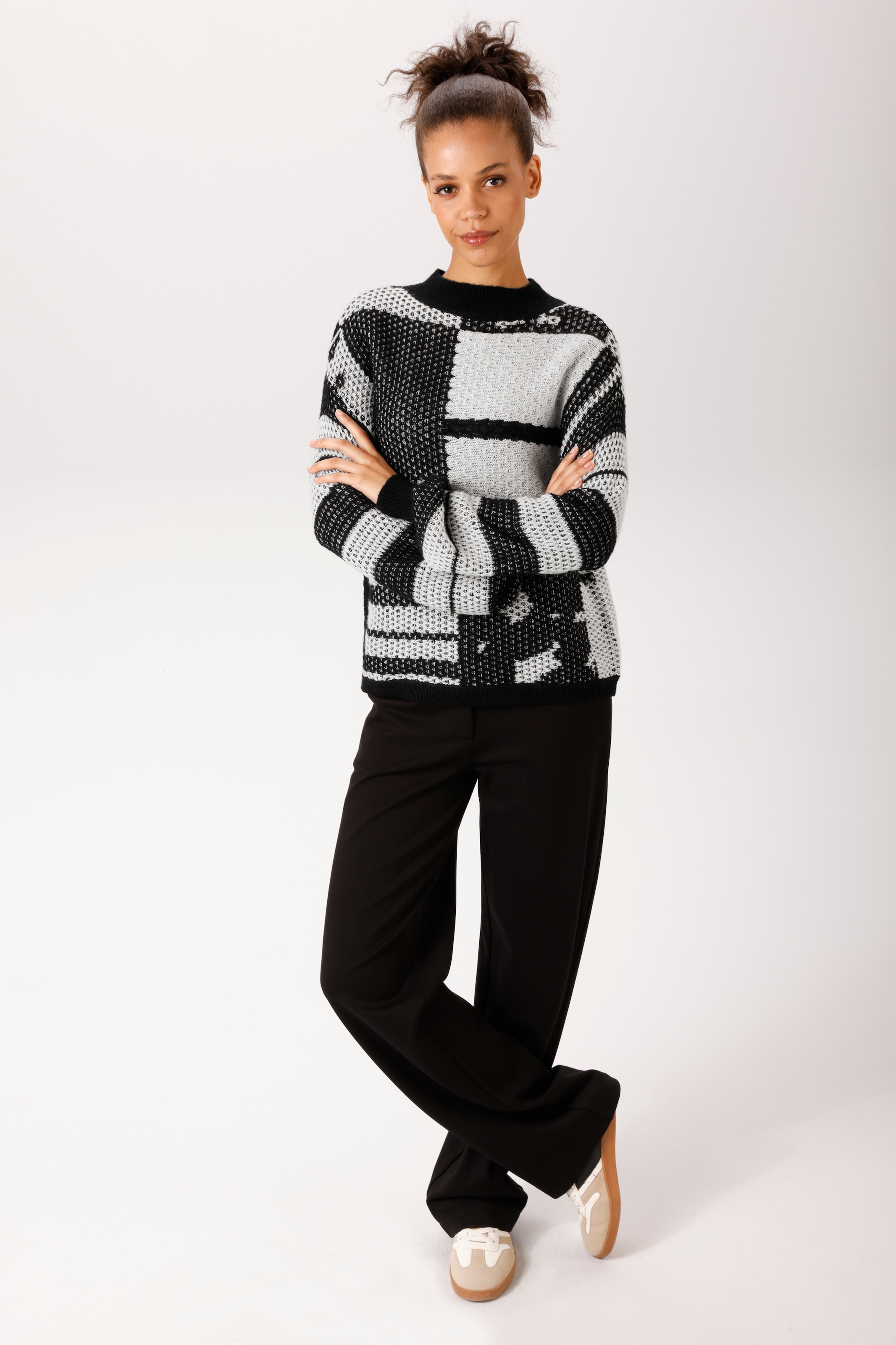 Aniston CASUAL Strickpullover im attraktiven Patch-Dessin und Mustermix - NEUE KOLLEKTION