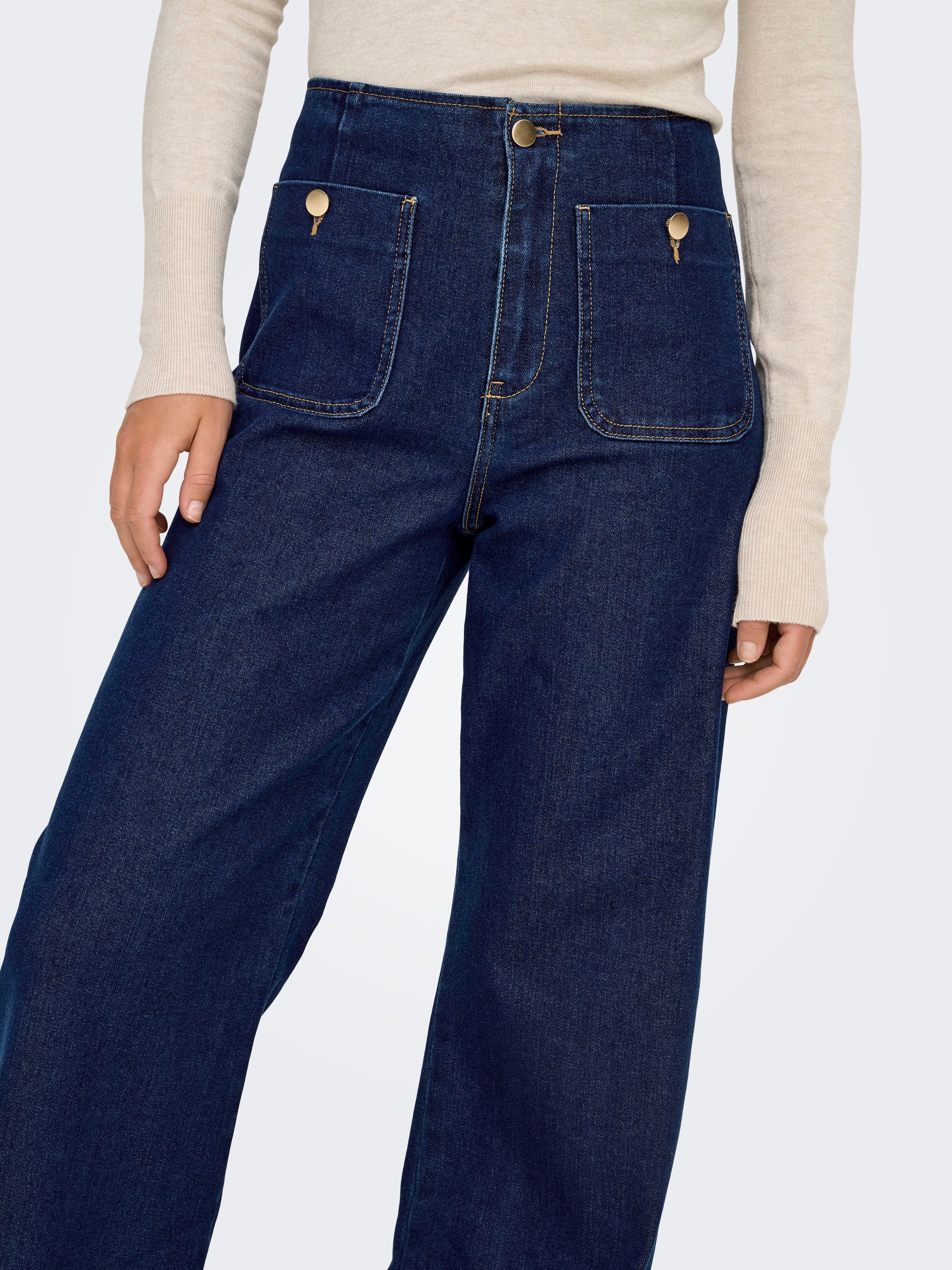 Image of ONLY High-waist-Jeans "ONLMADELINE HW WD POCKET DNM GUA113 NOOS" Baumwollmischung