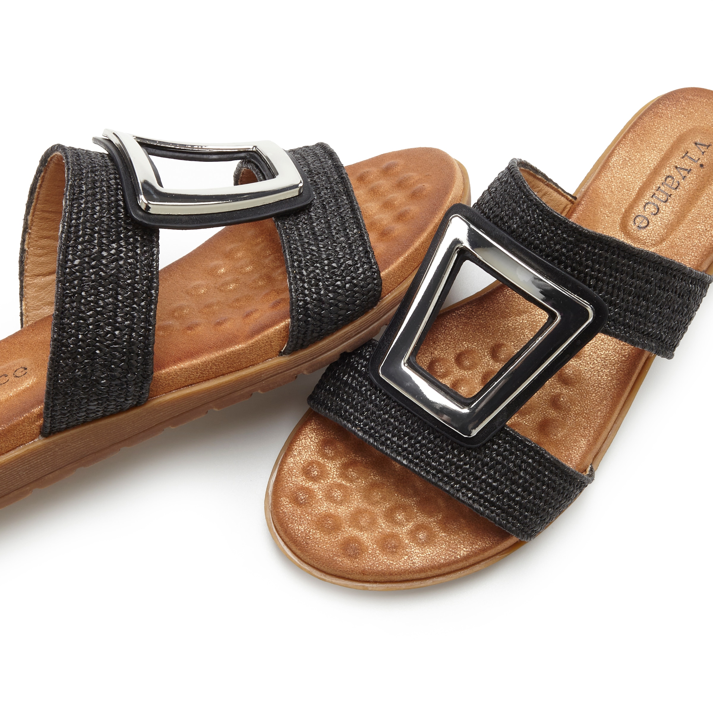 Vivance Pantolette »Sandale, Sommerschuh, offener Schuh, Mule,«  NEU mit modischem Schmuckelement und softer Innensohle VEGAN