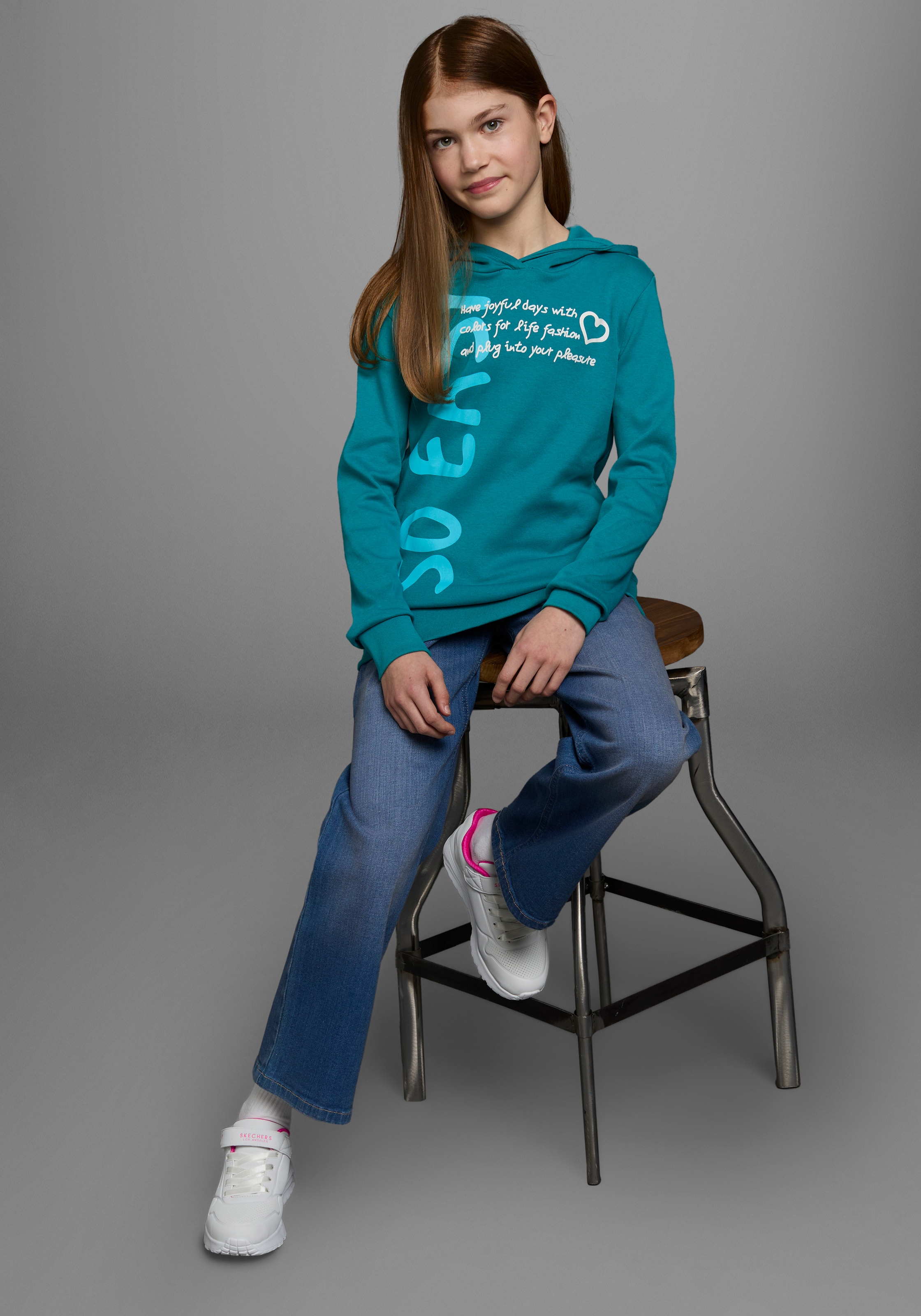 KIDSWORLD Kapuzenshirt »SO EASY - Print«, Langarm, Basic-Passform, mit modischen Drucken