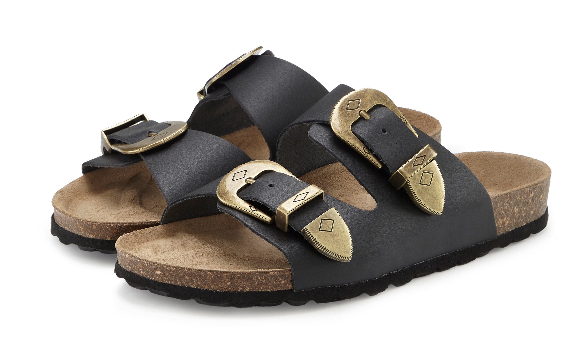Image of French Connection Pantolette "Mule, Sandale, offener Schuh, Sommerschuhe, Sandale, Lederpantolette" NEU aus hochwertigem Leder mit weichem Korkfussbett