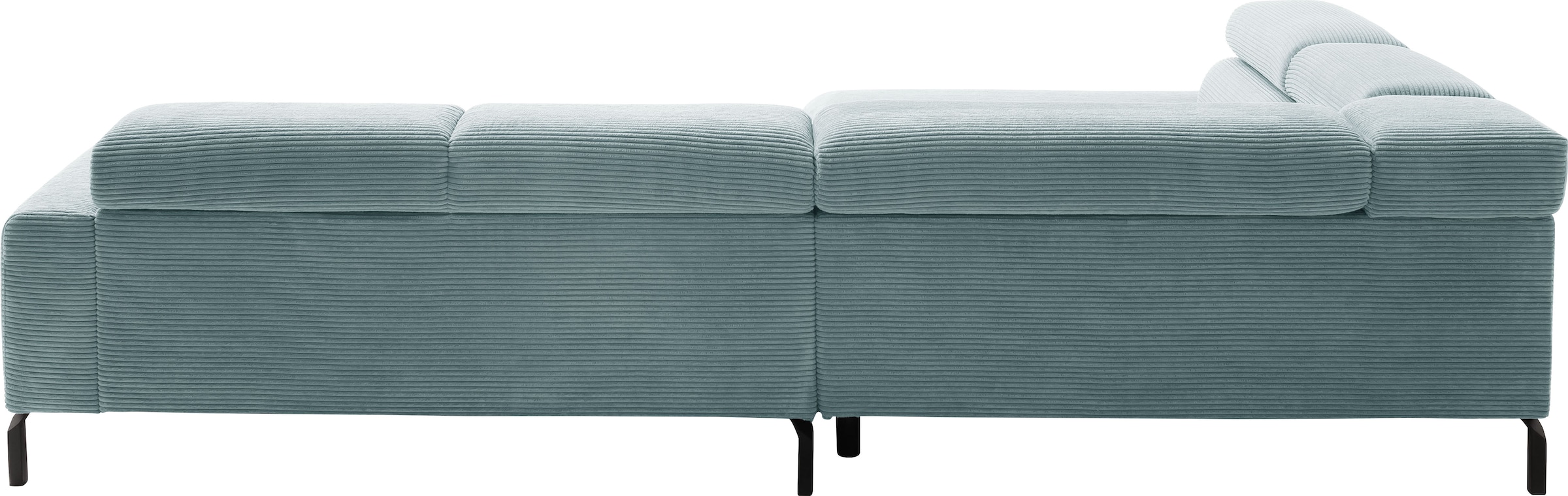 Home affaire Ecksofa »Antonelli, L-Form, inkl. Kopfteilverstellung, Breite 312 cm, bequem« ohne Sitztiefenverstellung, in Cord, bleu