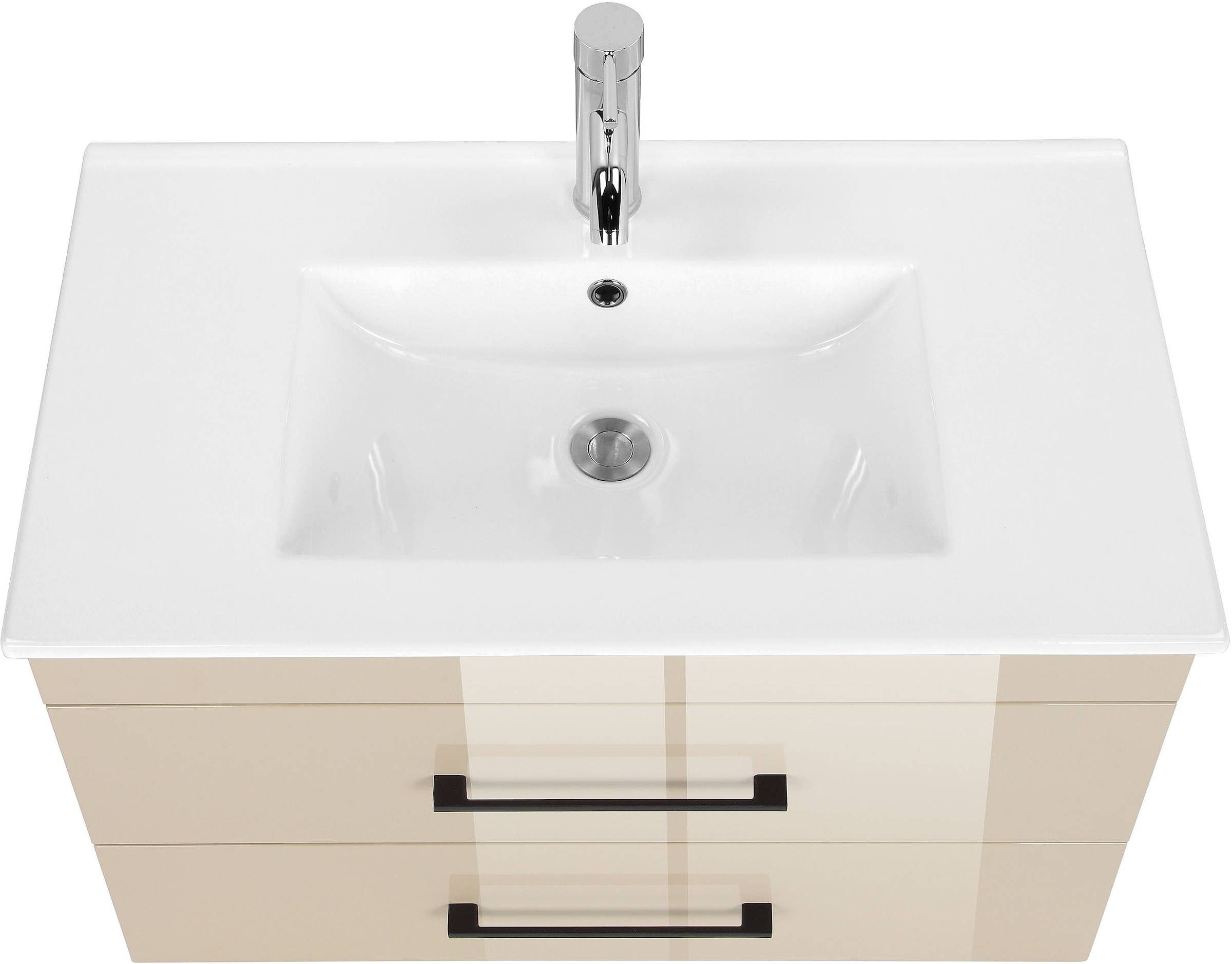 welltime Waschtisch »Florenz Badmöbel Badschrank mit Waschbecken« Waschplatz mit 2 Auszügen und Softclose Breite 80cm