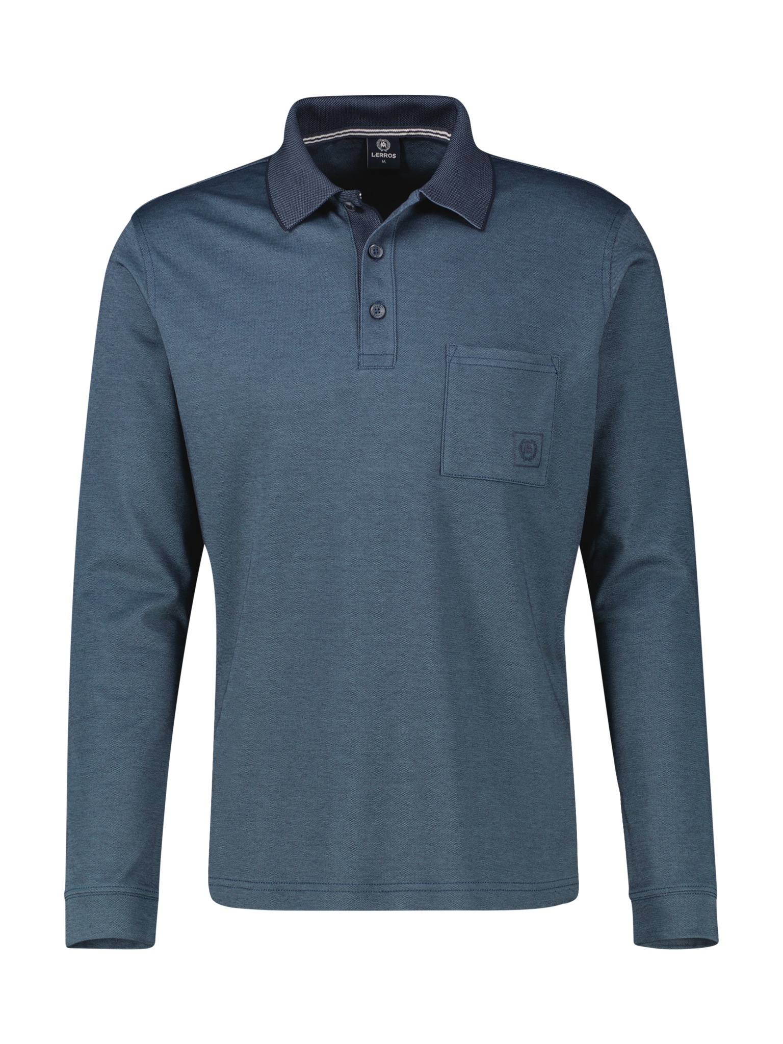 Image of LERROS Langarm-Poloshirt mit Brusttasche und Logo-Badge