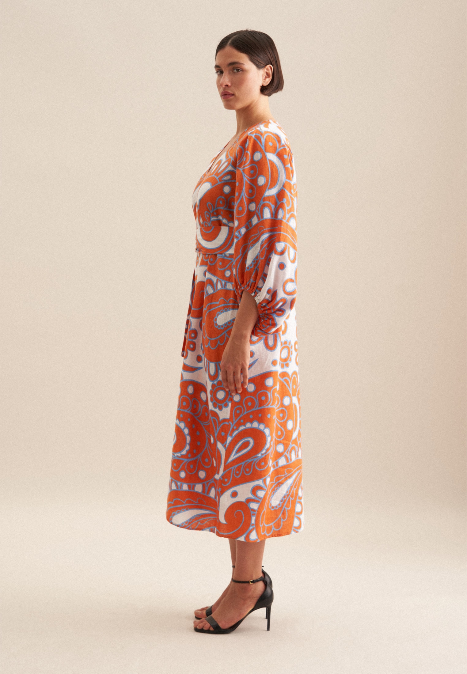 seidensticker Sommerkleid »Schwarze Rose« 3/4 V-Neck Paisley