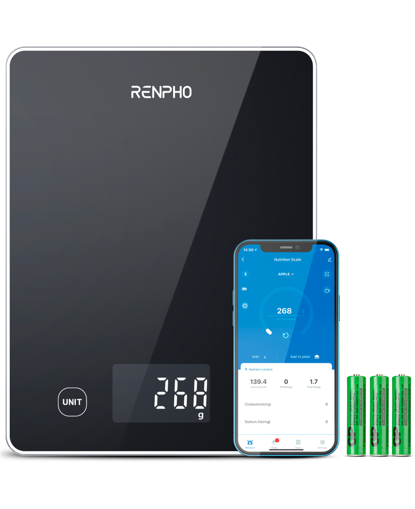 Renpho Küchenwaage »Calibra 1L Smart Nutrition Scale T001«, Smarte Küchenwaage für präzise Ernährungstracking & Zielerreichung