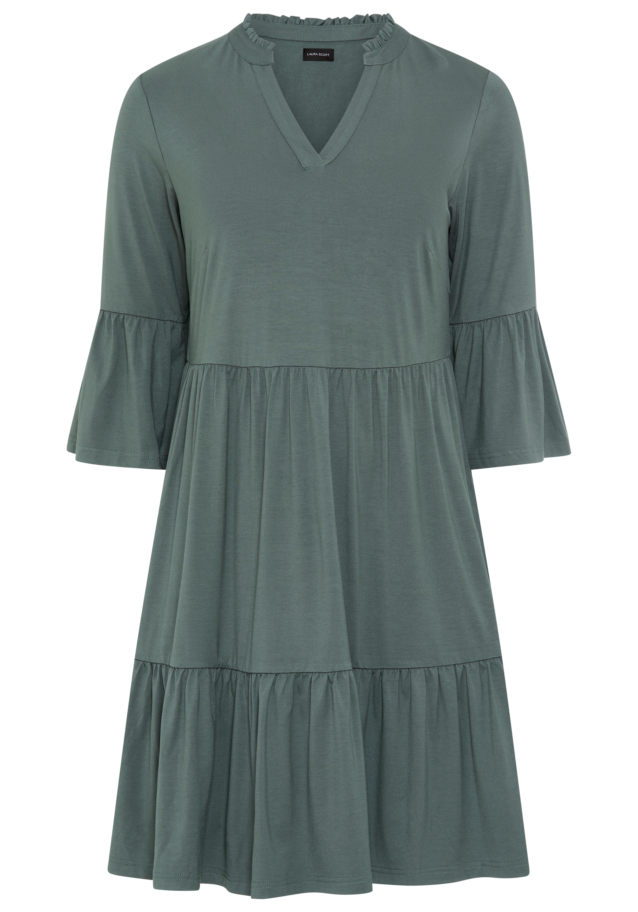 Laura Scott CURVE Robe en jersey mit Stufenrock, aus elastischer Jersey-Qualität, 3/4-Ärmel mit Volants