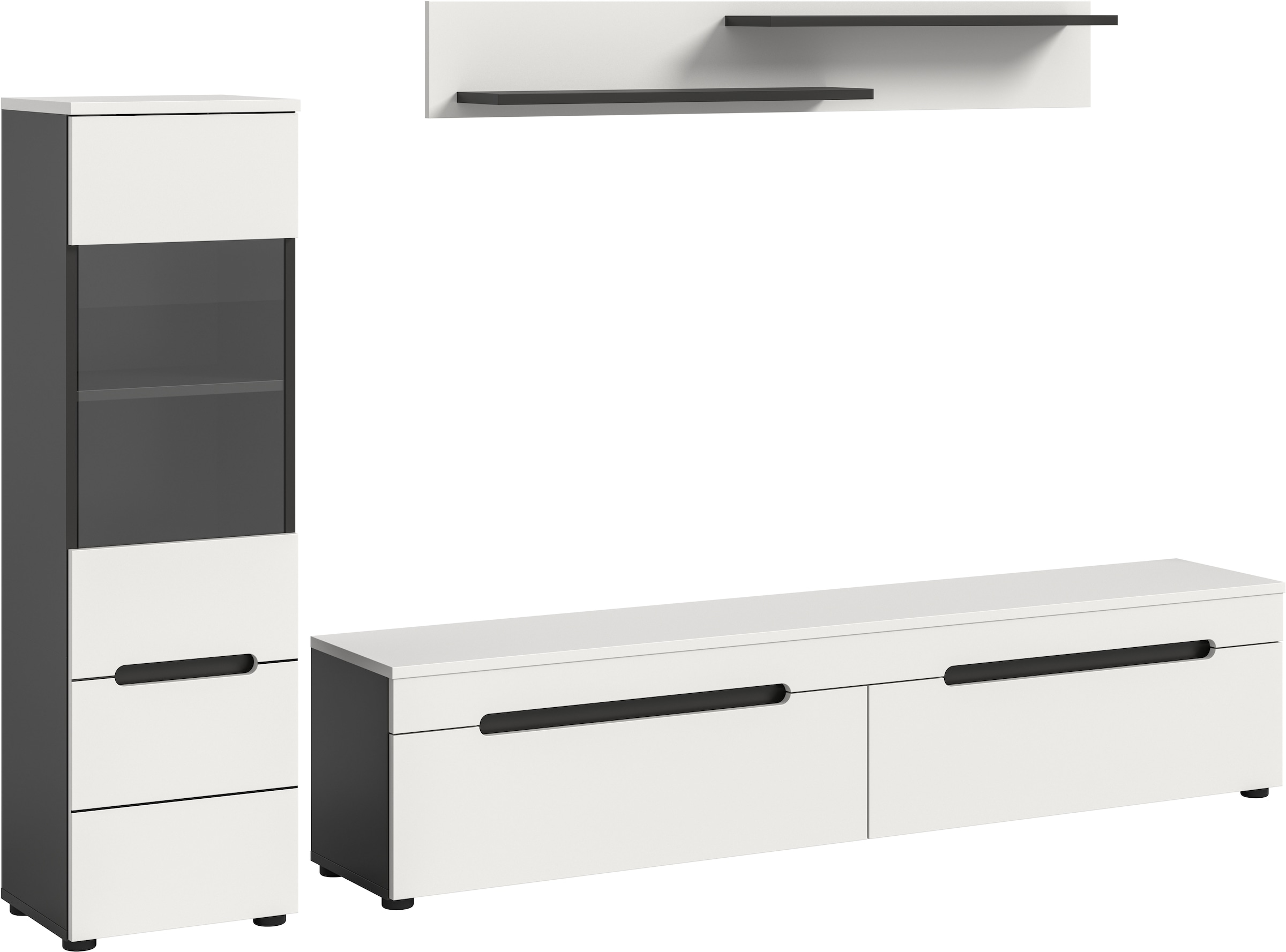 Image of Home affaire Wohnwand "REHAT, TOPSELLER, 3-teilig, wahlweise stehend und hängend montierbar" Set bestehend aus: Vitrine, Lowboard und Wandboard, 2 Stk. tlg.