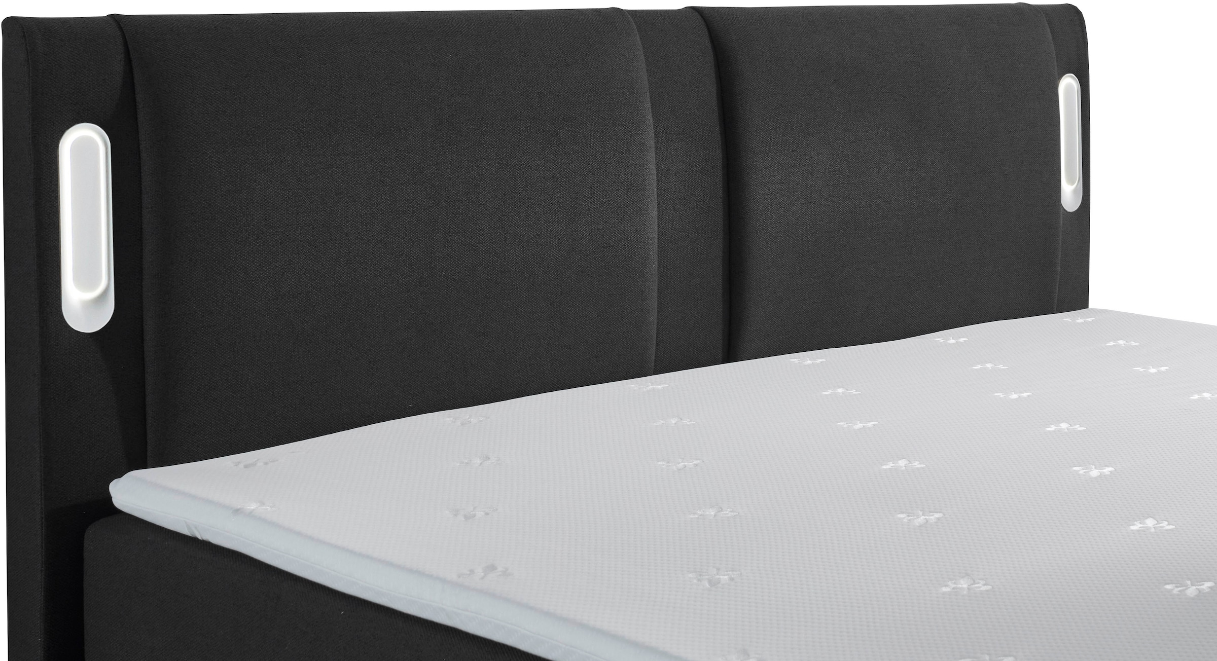 INOSIGN Boxbett »Elverta inkl. Bettkasten und LED-Beleuchtung«, erhältlich in der Breite 180x200cm, Kopfteil in Kissenoptik