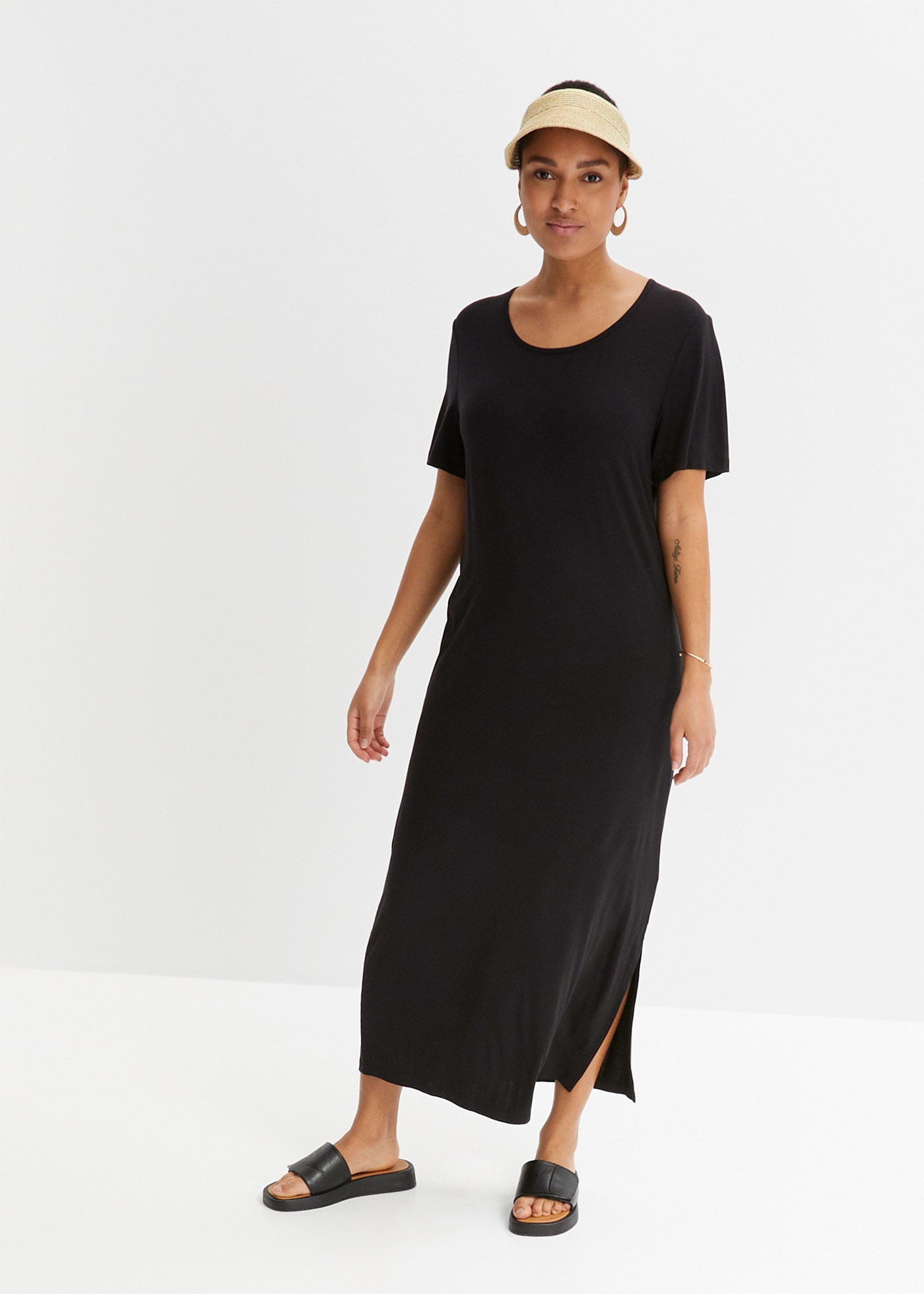 Image of bonprix Jerseykleid "Jerseykleid aus fliessendem Viskose-Mix" für Alltag, aus Viskose und Elasthan, Oversize-Passform, Kurzarm