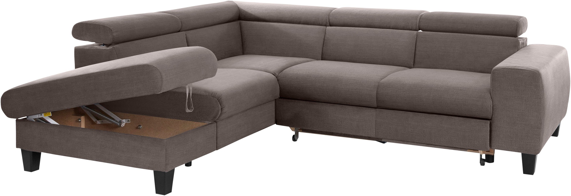 COTTA Polstergarnitur »Morven L-Form«, (Set), Set bestehend aus: Ecksofa mit Kopfteilverstellung & Hocker