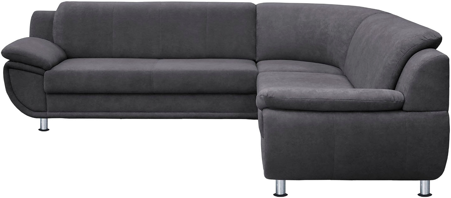 TRENDMANUFAKTUR Canapé d'angle »Rondo wahlweise mit Schlaffunktion, bequeme Armlehnen« Forme en L, avec ou sans ressorts, pieds chromés, notre prix bas permanent
