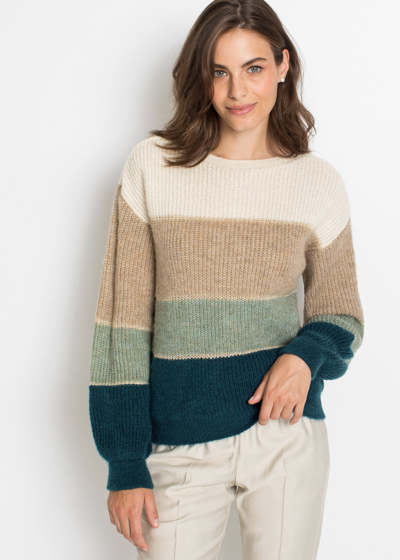 Image of bonprix Strickpullover weicher Strick mit metallisierten Fasern, U-Bootausschnitt, bequem