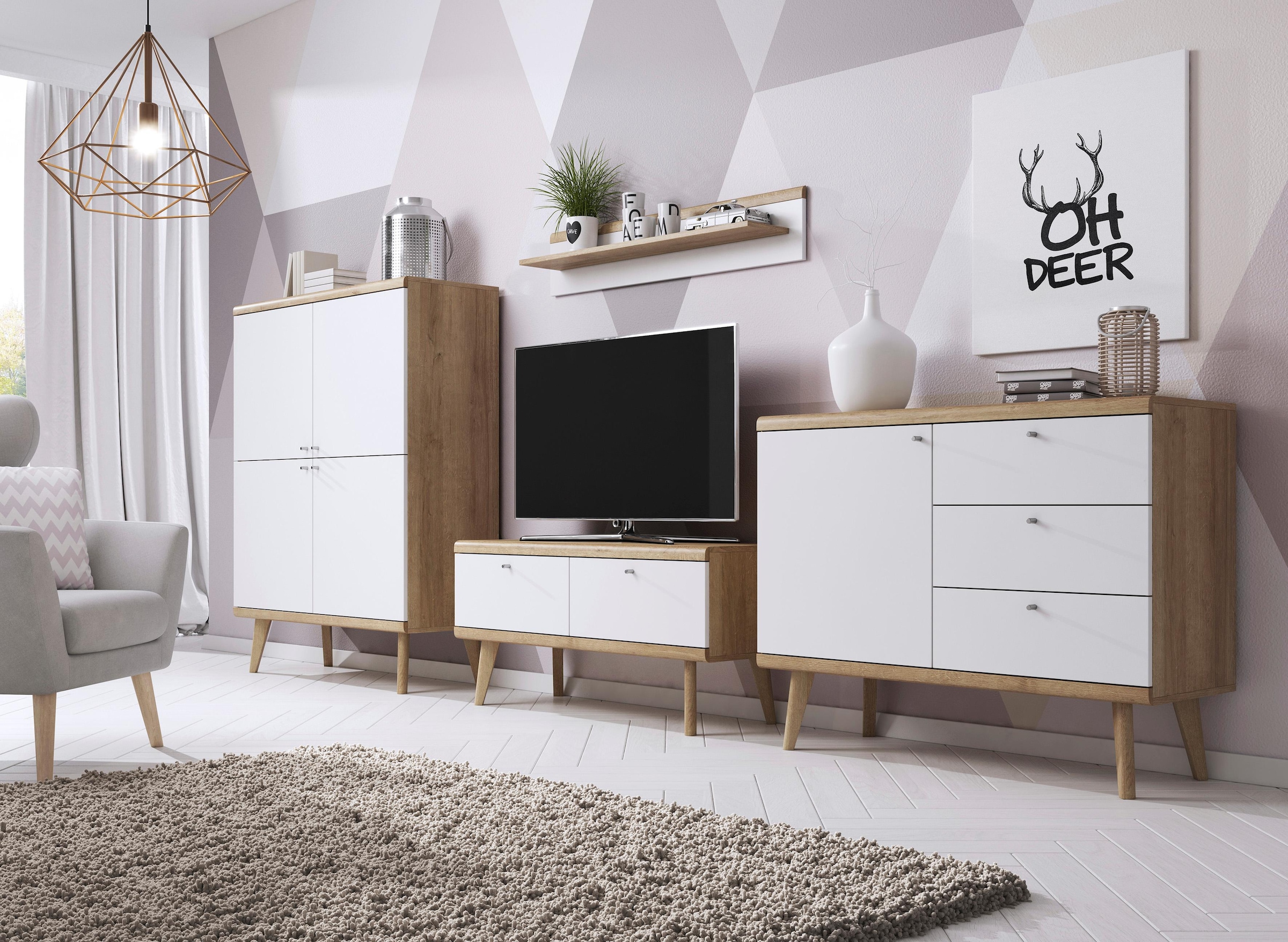 freundin auf cm, Scandi Breite Lowboard »Merle«, versandkostenfrei Design, der ♕ Collection Home aus 107 andas