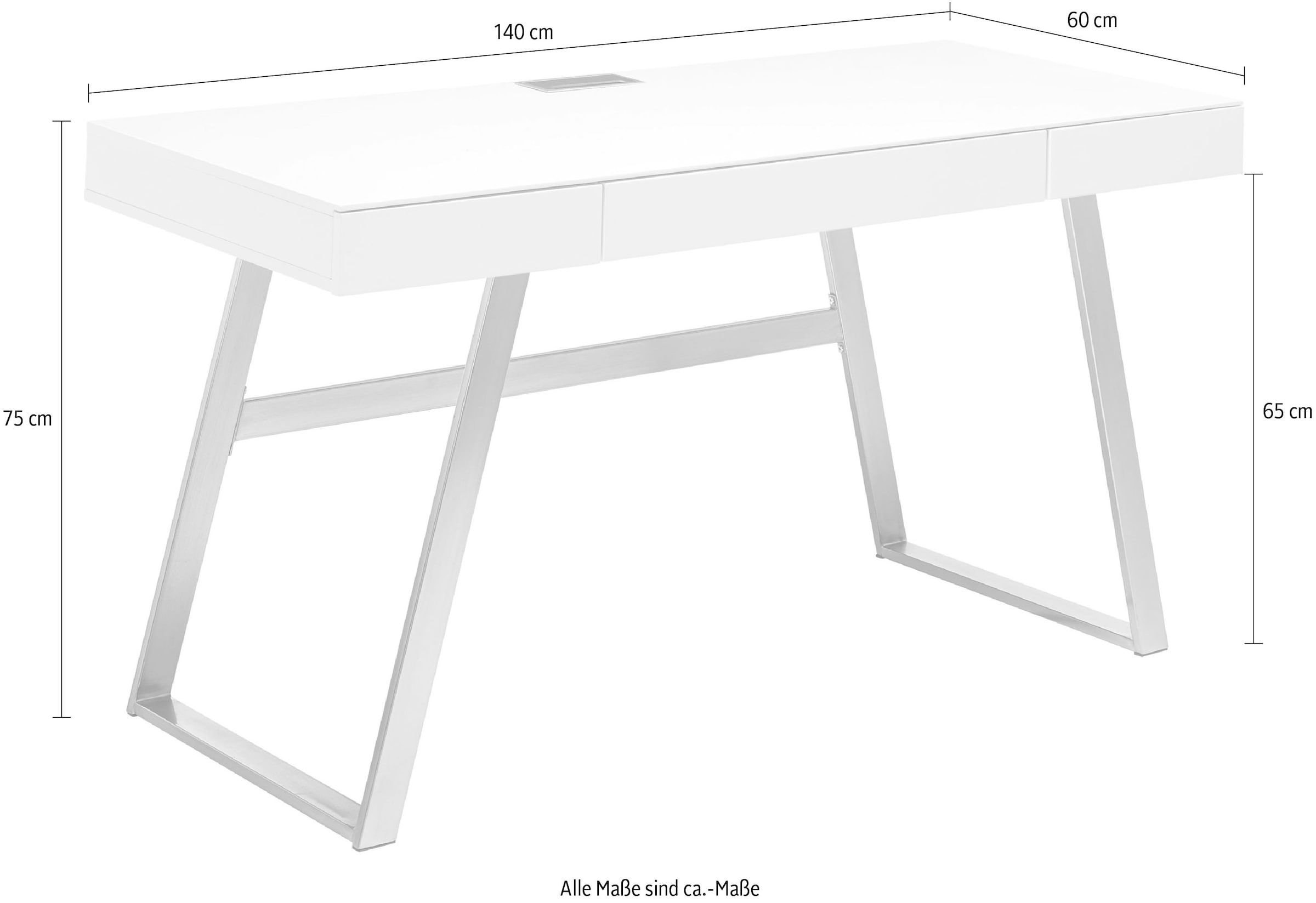 MCA furniture Schreibtisch »Aspen«, weiss matt,Schubladen mit push to open, Breite 140 cm