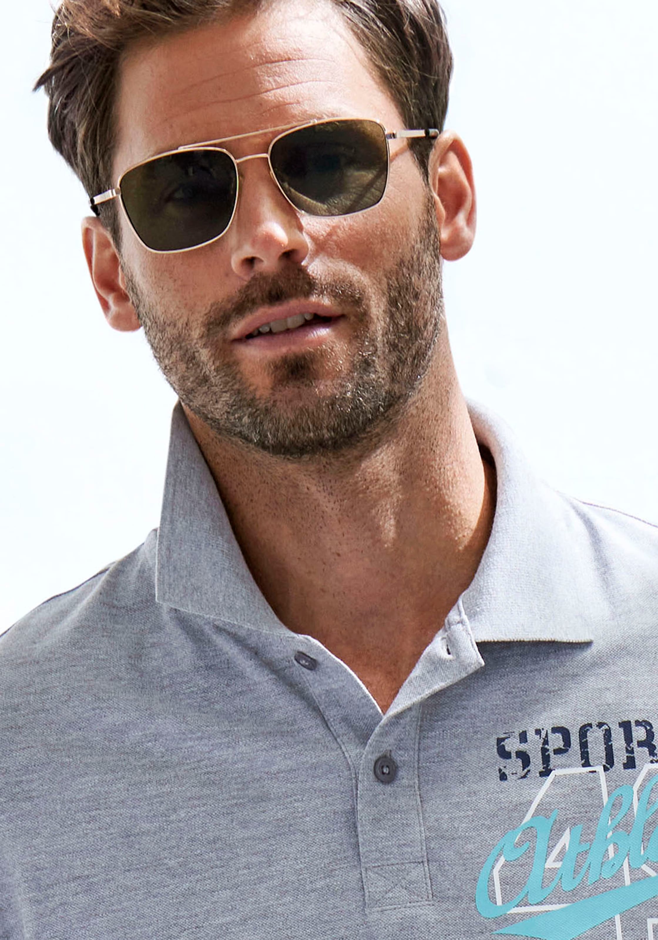 John Devin Poloshirt, mit grossem Druck vorn aus Baumwoll-Piqué