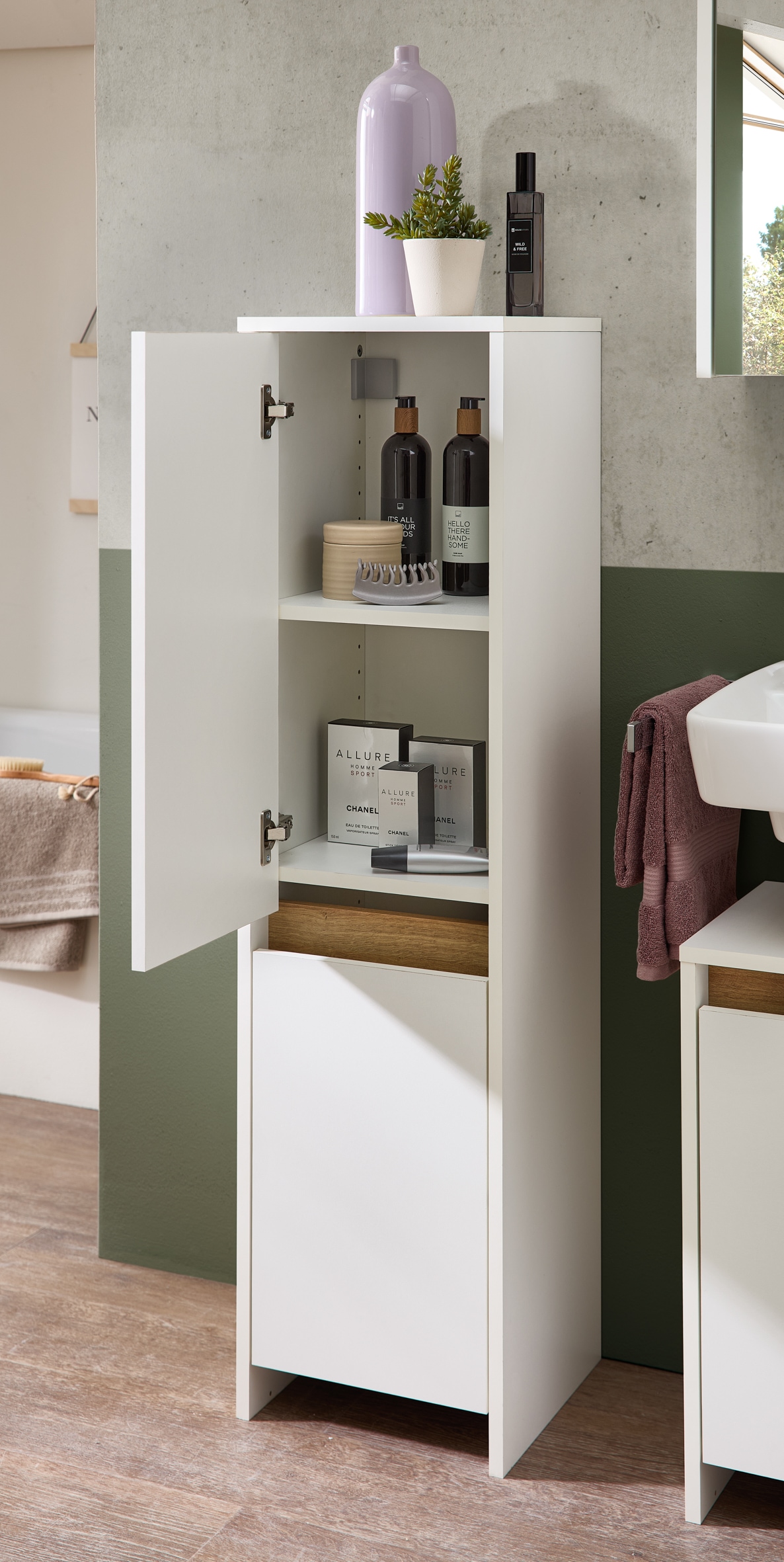 Saphir Armoire intermédiaire »Quickset 100, Badschrank 32,4 cm breit, 2 Türen« 2 étagères amovibles, armoire moyenne pour salle de bains, avec joint accentué