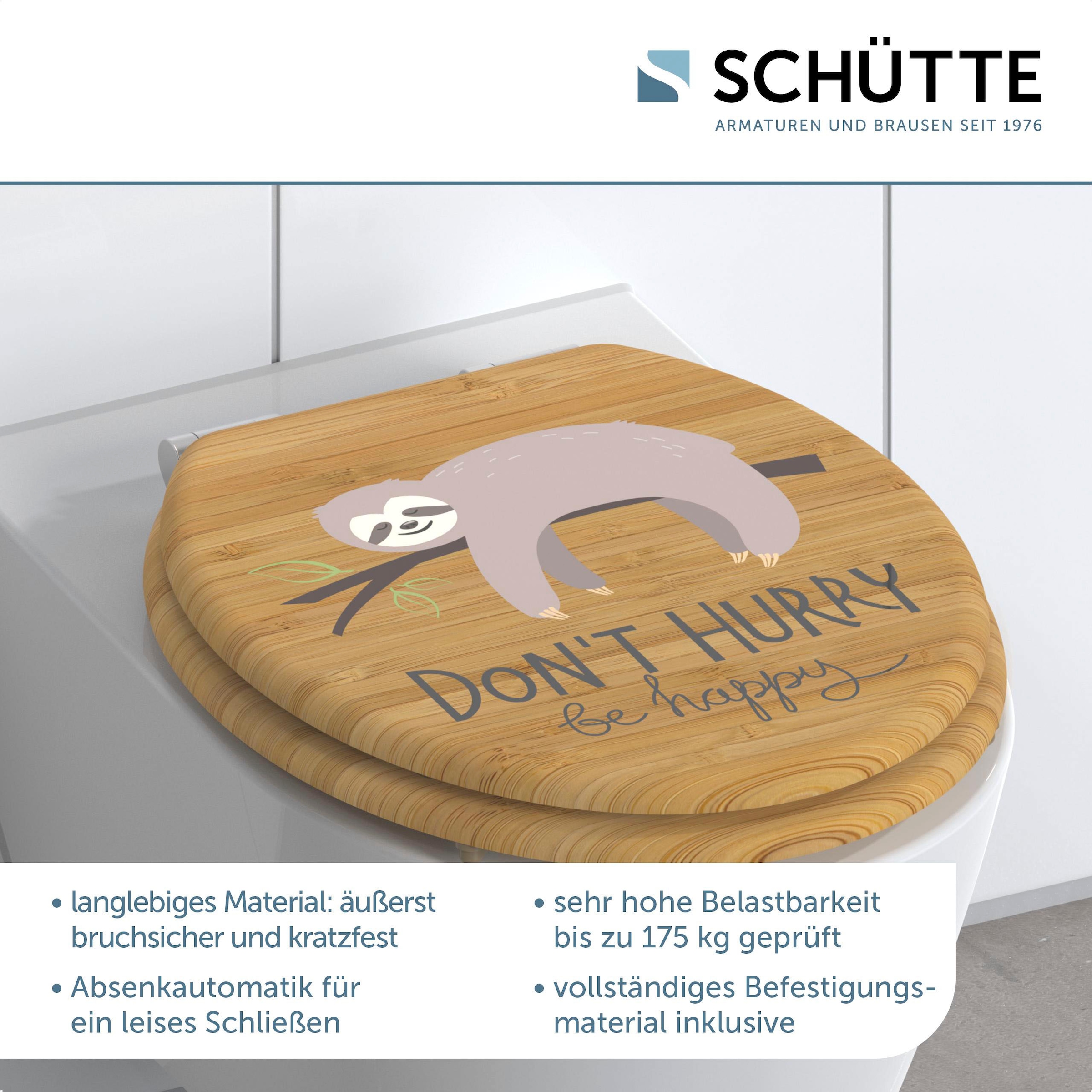 Schütte WC-Sitz "Don`t Hurry" Absenkautomatik, Holzkern, Motivdruck, MDF