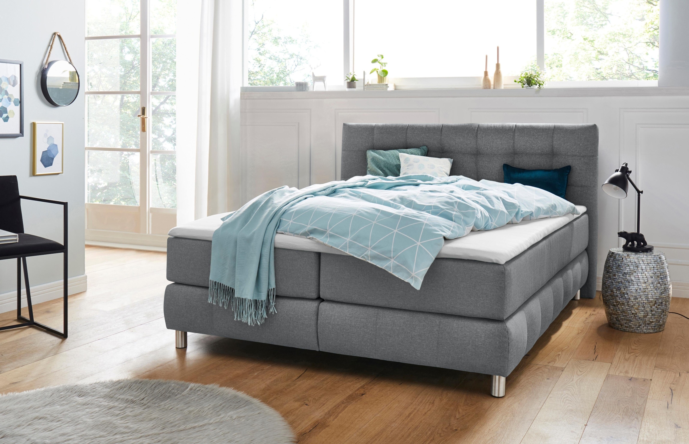 Image of Home affaire Boxspringbett "Salo XXL" in Samtoptik oder Struktur, 6 Breiten in Überlänge 220cm, 4 Härtegrade