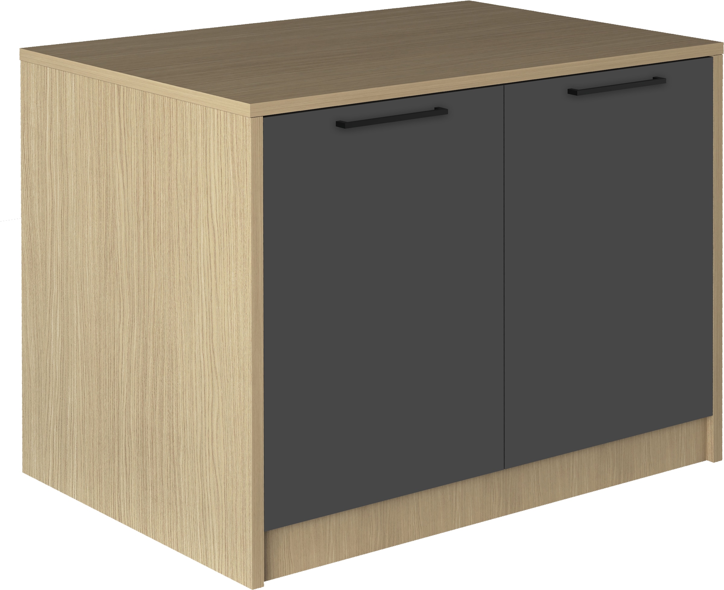 Image of KOCHSTATION Kücheninsel "KS-Luna" Breite 115 cm, 2 Türen, 4 Innenfächer, 2 Essplätze, gedämpfte Türen
