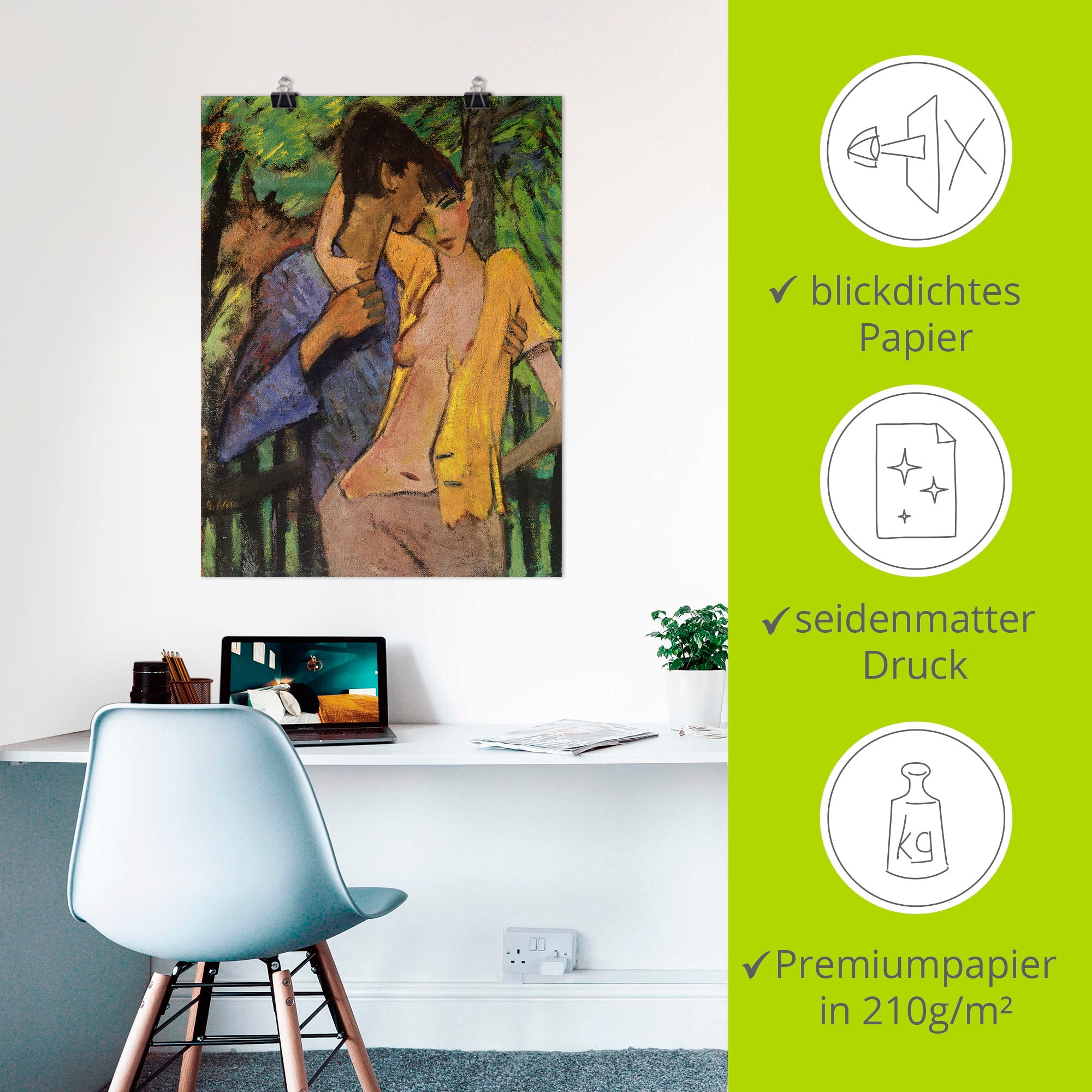 Artland Fresque murale »Liebespaar. 1919« 1 cuis tlg. als Leinwandbild, Poster in verschied. Grössen