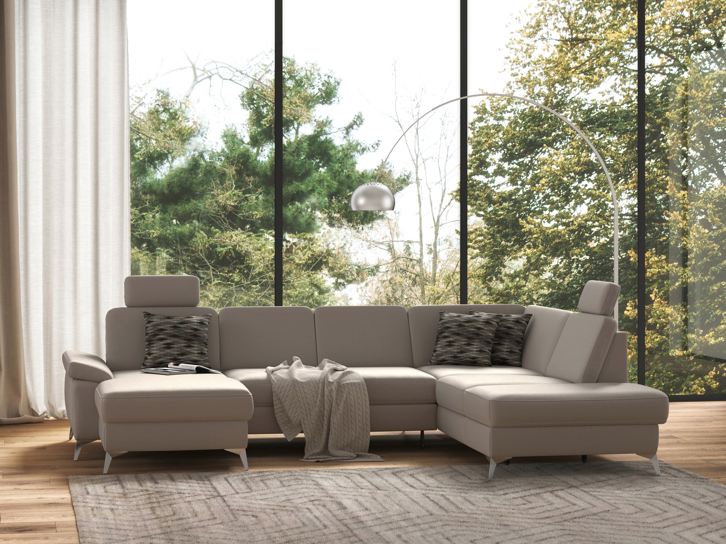 sit&more Wohnlandschaft »Padua U-Form« inklusive Sitztiefenverstellung, Armteilfunktion und Federkern