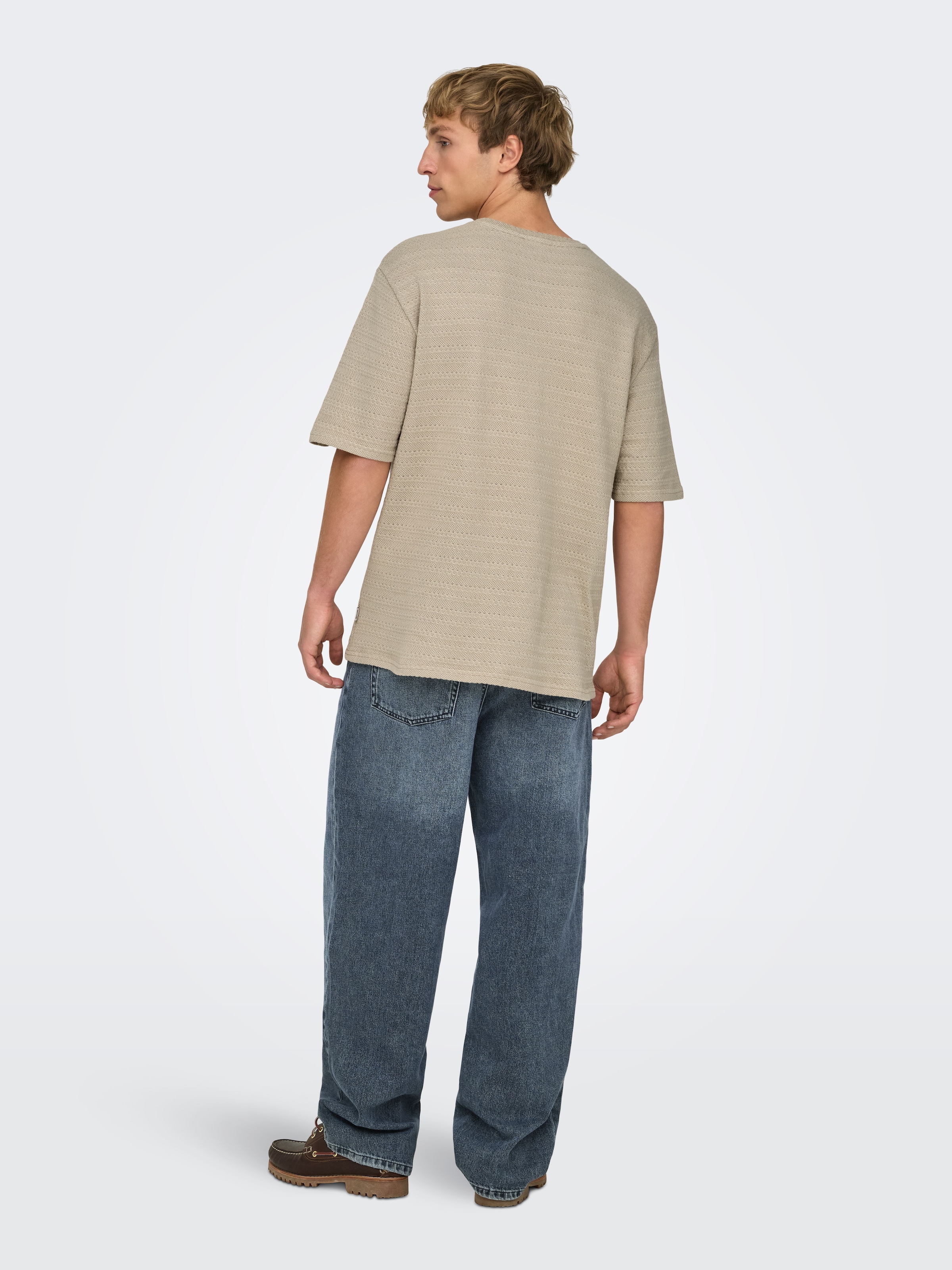 ONLY & SONS Pull à col rond »ONSGIVO REG 12 SS CREW KNIT NOOS« Coton, manches courtes, coupe normale