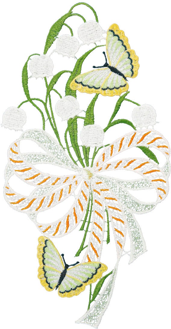 Image of W. Reuter & Sohn - Plauener Spitze® Fensterbild »Fensterbild "Maiglöckchen" farbig« bei Ackermann Versand Schweiz