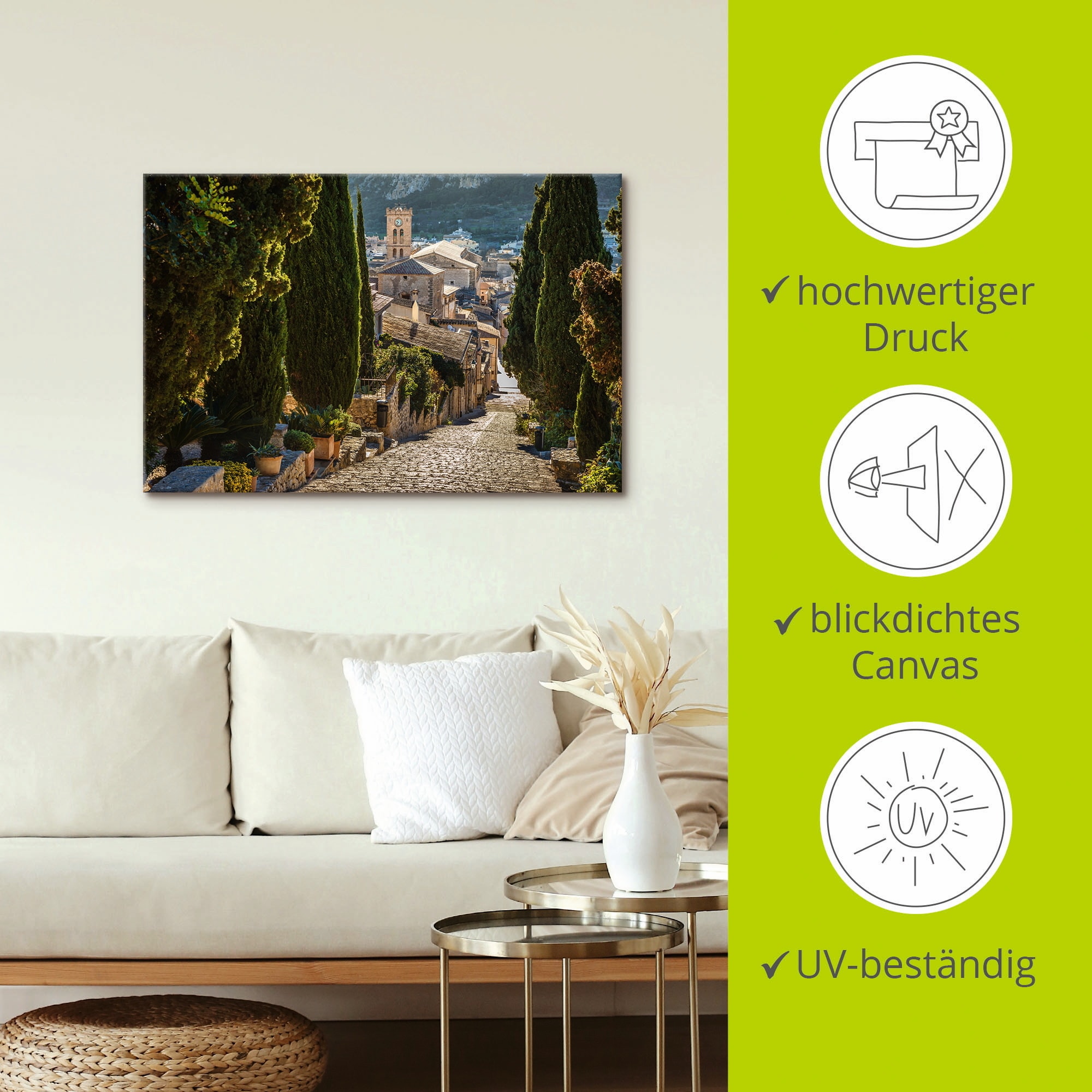 Artland Wandbild »Blick vom Kalvarienberg auf Pollenca«, Mallorca, (1 St.), als Alubild, Outdoorbild, Leinwandbild in verschied. Grössen