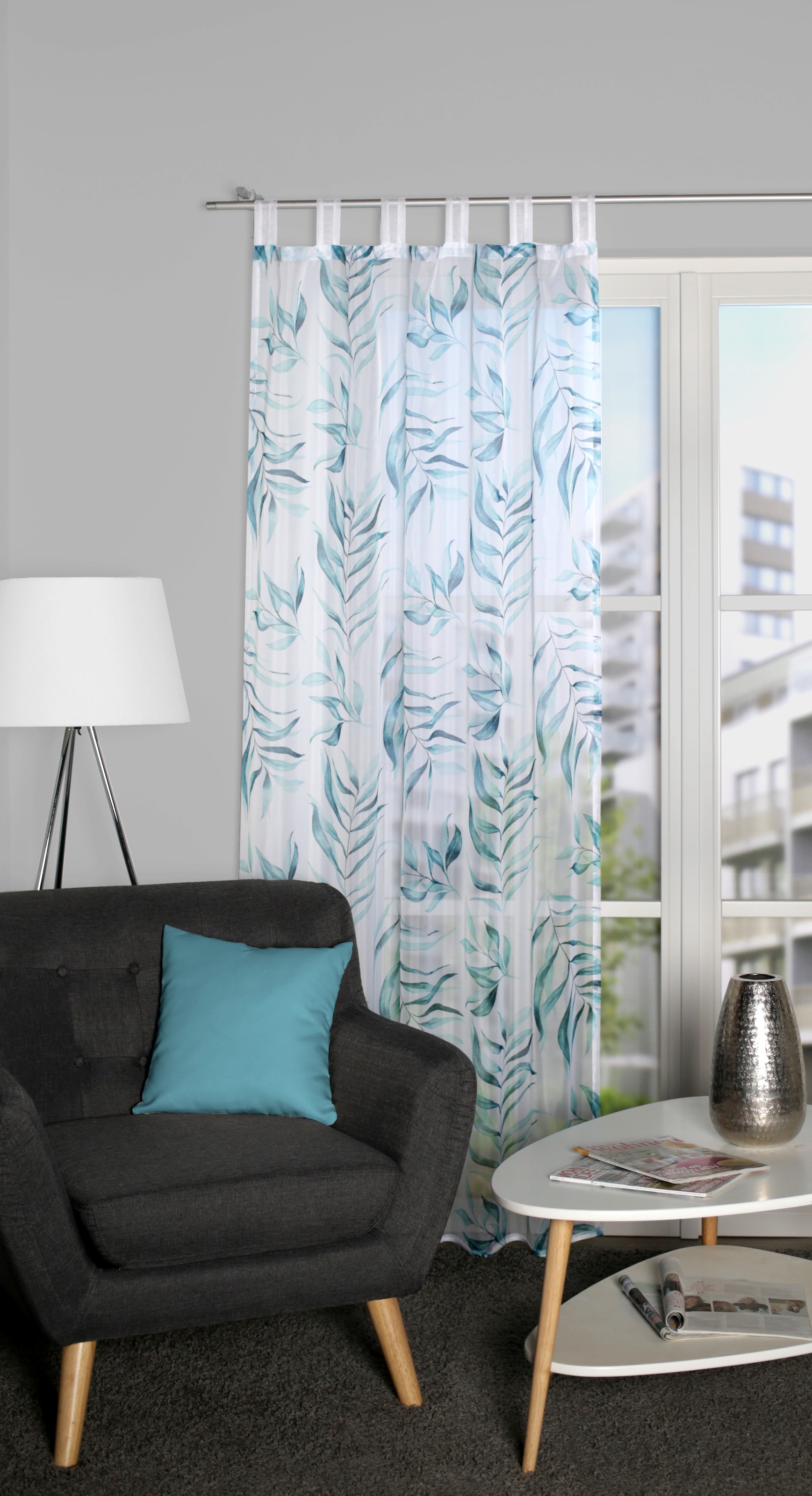 Image of HOME WOHNIDEEN Gardine "GORANE" Schlaufen 1 Stk. tlg. bedruckt