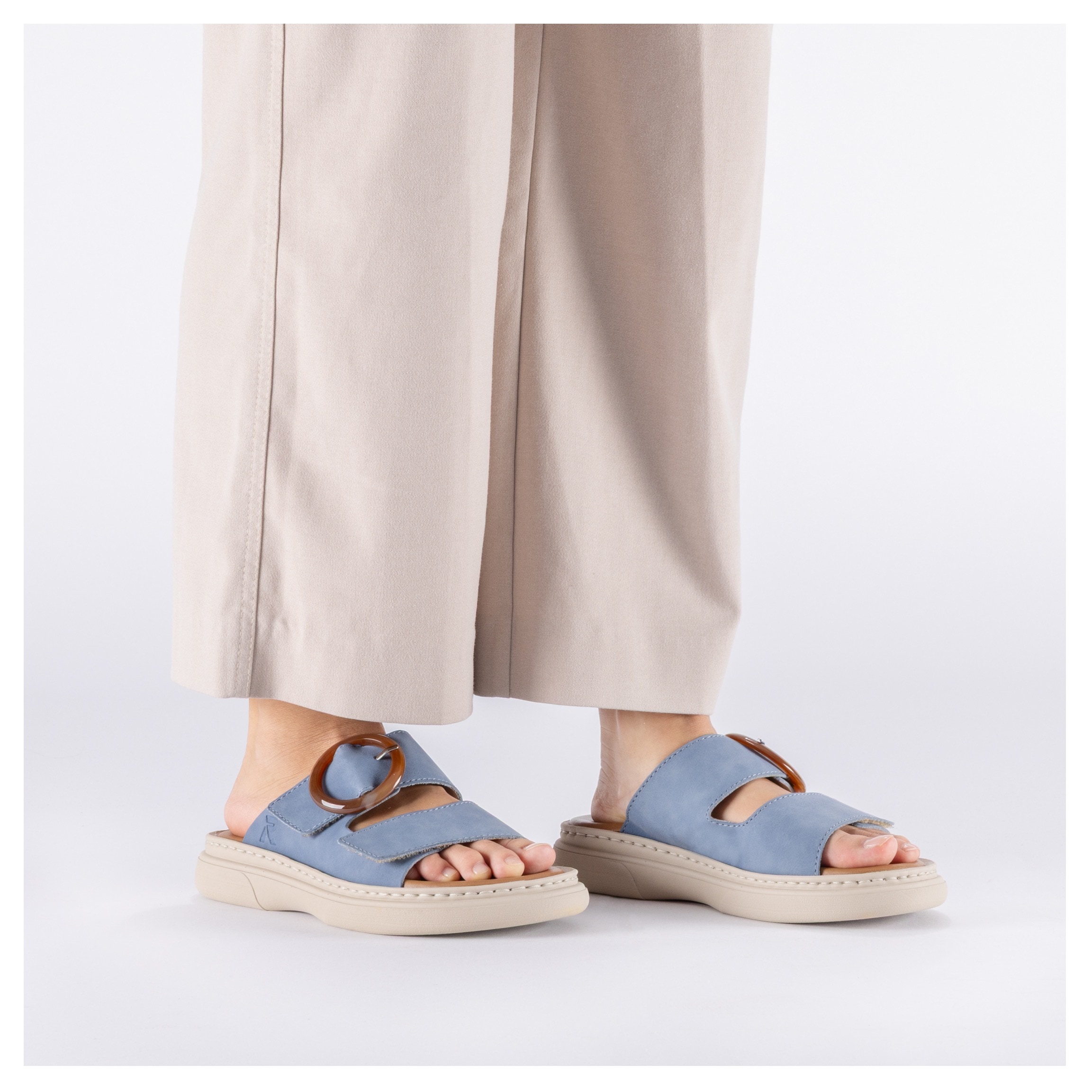 Rieker Pantolette  chaussure d'été, chausson, chaussure de plage avec bride velcro